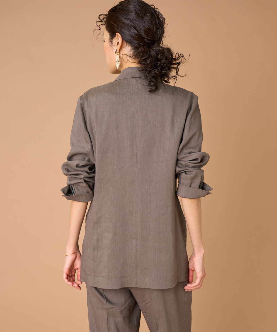 INED「《大きいサイズ》リネンダブルブレストジャケット《PONTETORTO》」|テーラードジャケット|