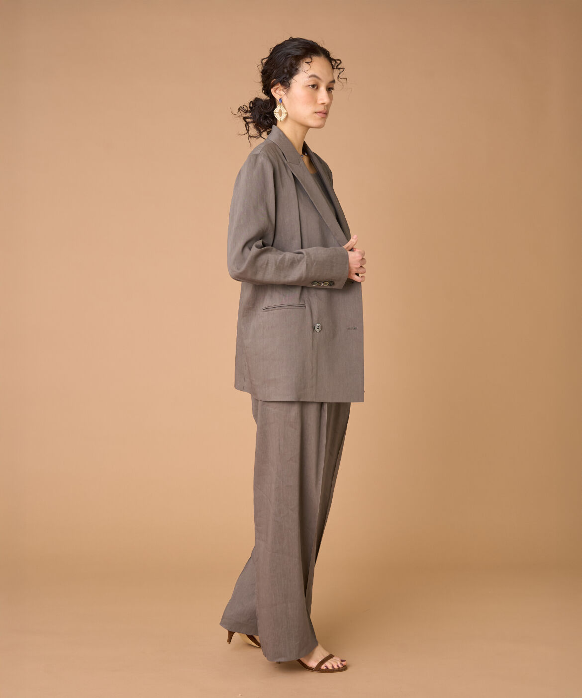 INED「《大きいサイズ》リネンダブルブレストジャケット《PONTETORTO》」|テーラードジャケット|