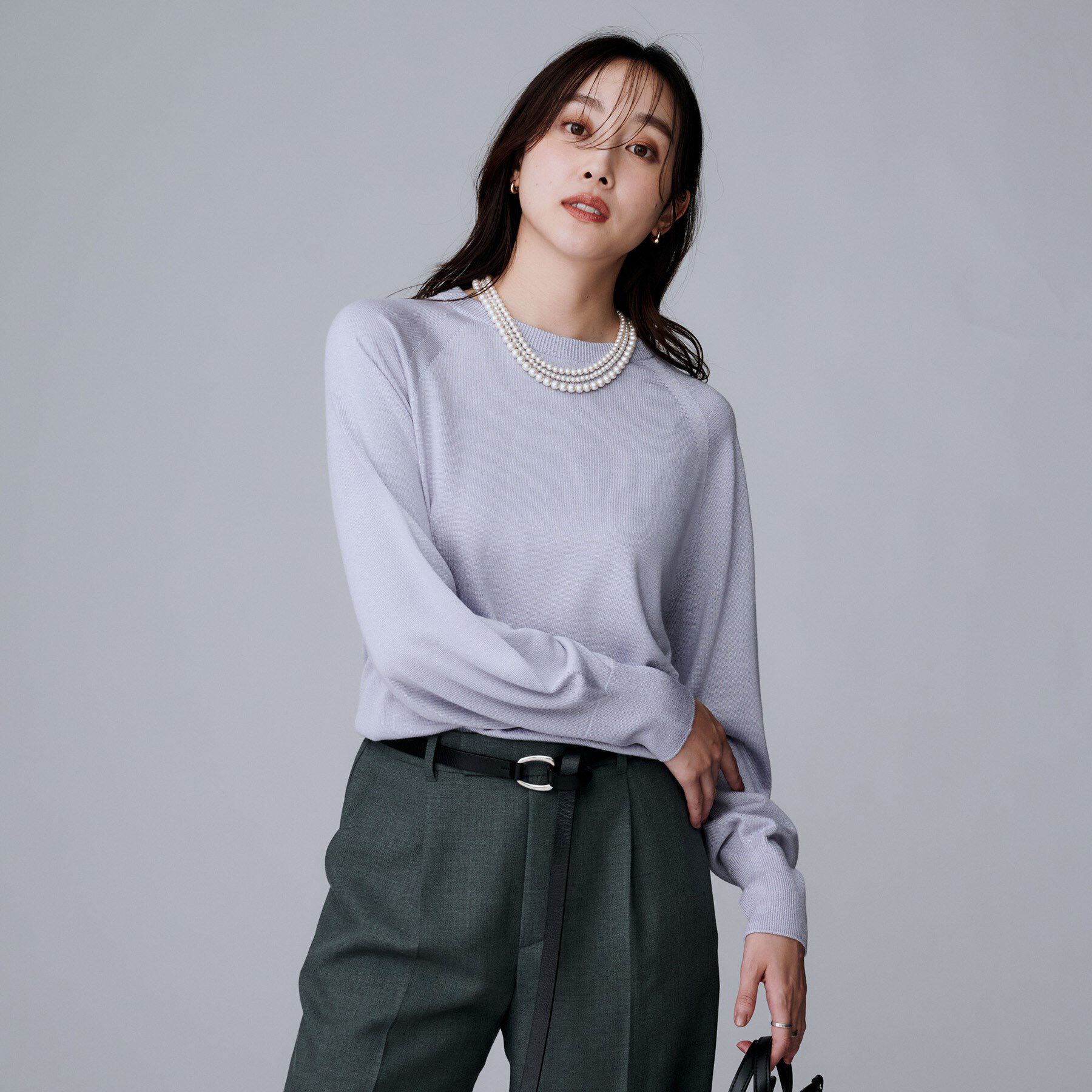 UNTITLED「【8色展開／コンパクト丈】レーヨン混 コクーンニット」|ニット・セーター|ラベンダー(080)