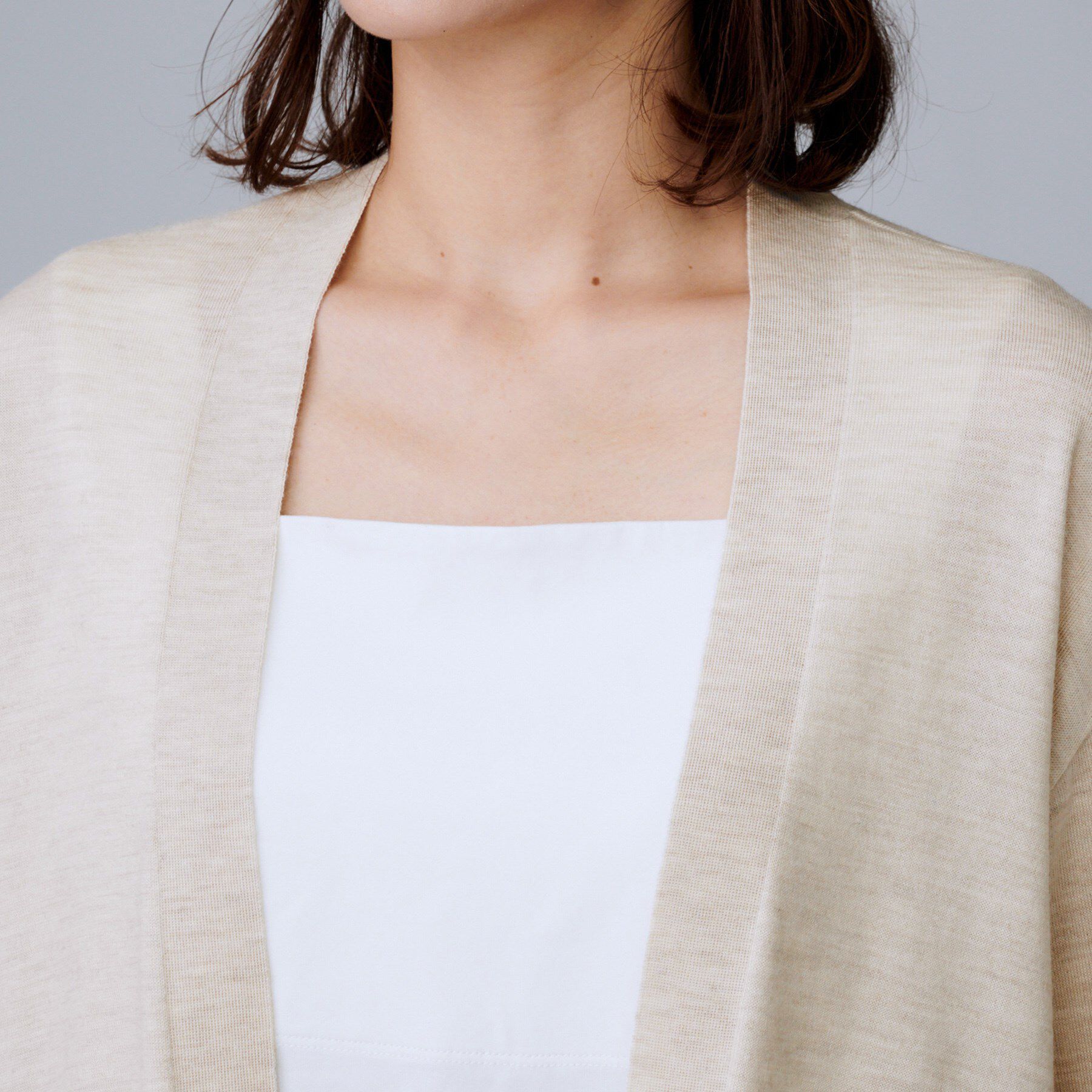 UNTITLED「【アンサンブル可/洗える/ボタンなし】シルクウールカシミヤ 着流しカーディガン」|カーディガン|