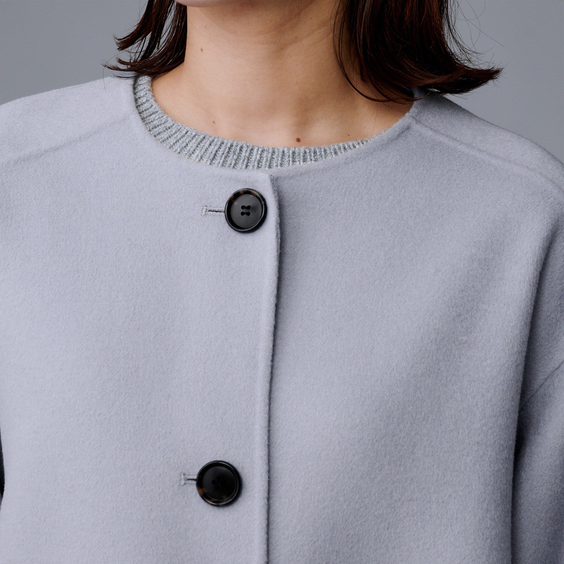 UNTITLED「【ミディ丈/軽やか】セミラグランリバー コート」|ノーカラーコート|