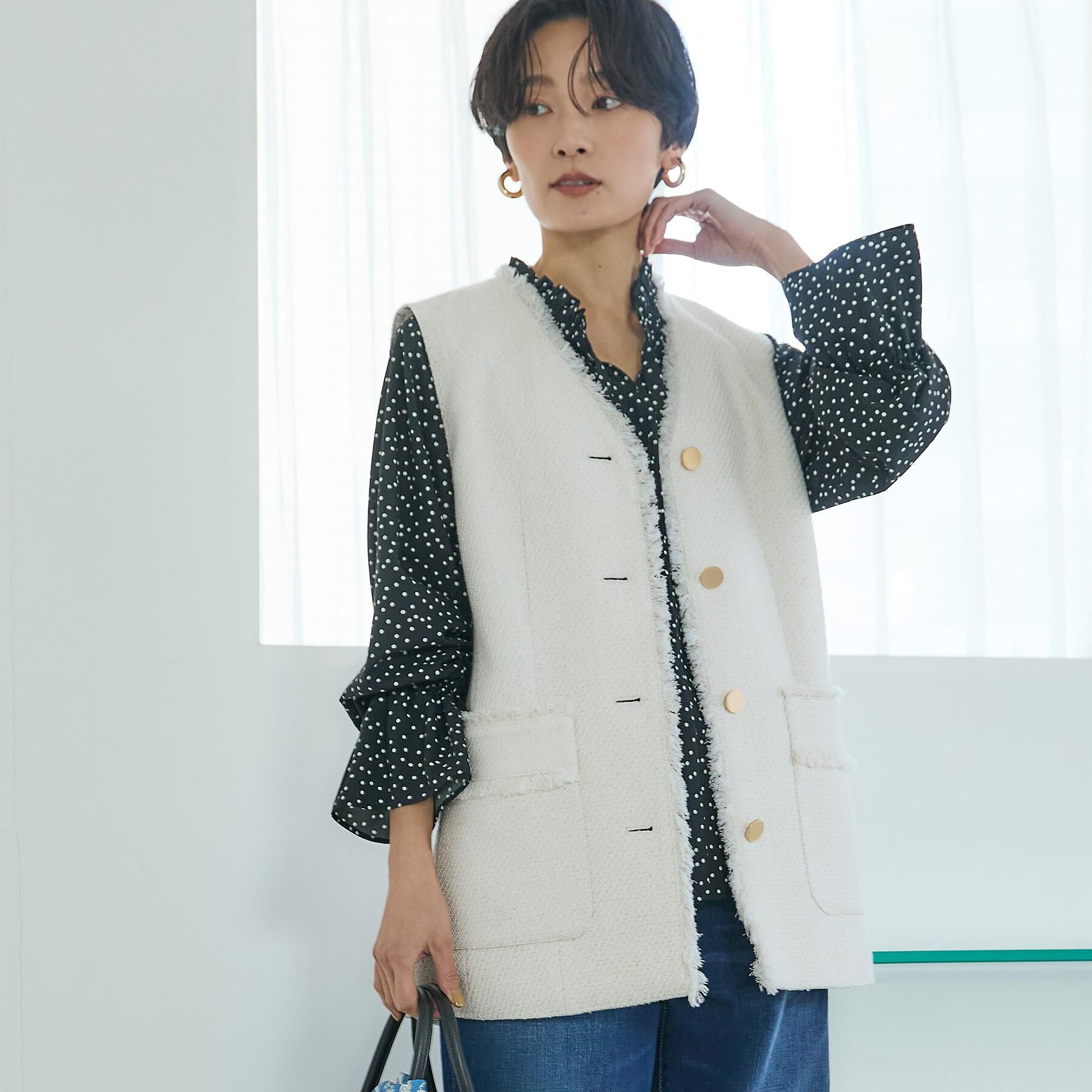 UNTITLED「【オンオフ使える】スラブツイード ジレ」|ベスト・ジレ|