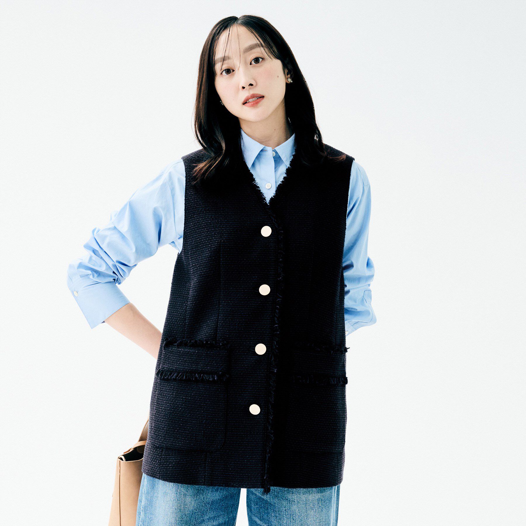 UNTITLED「【オンオフ使える】スラブツイード ジレ」|ベスト・ジレ|