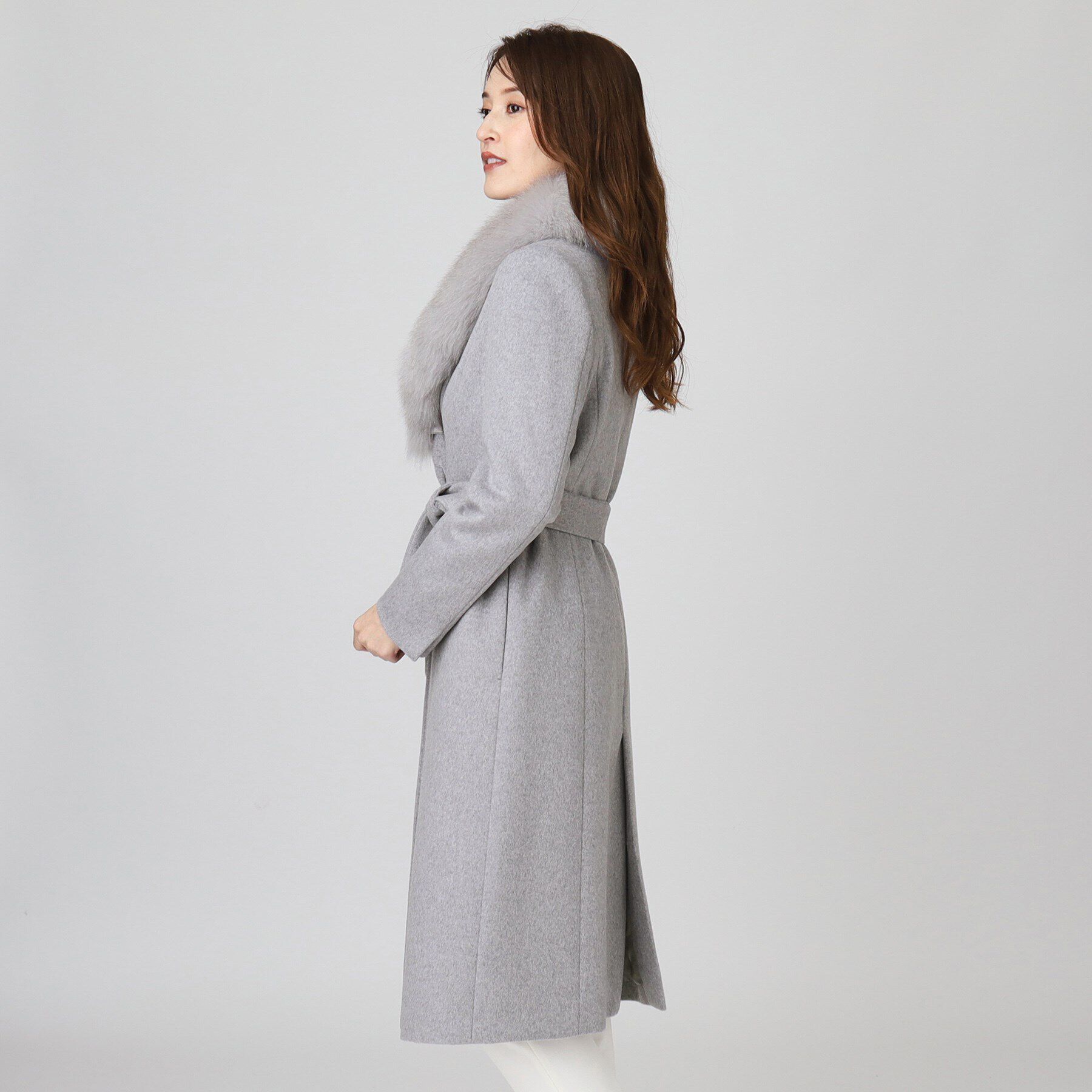 COUP DE CHANCE「【日本製／ブルーフォックスファー／カシミヤ混】ファー付ウールコート」|チェスターコート|