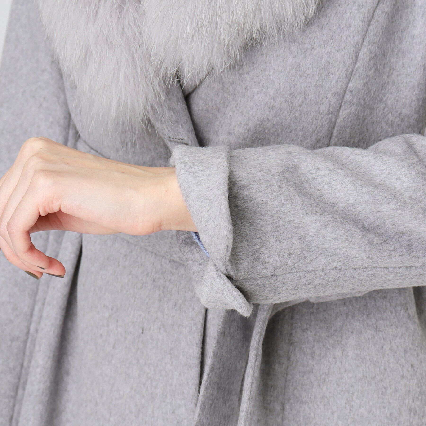 COUP DE CHANCE「【日本製／ブルーフォックスファー／カシミヤ混】ファー付ウールコート」|チェスターコート|