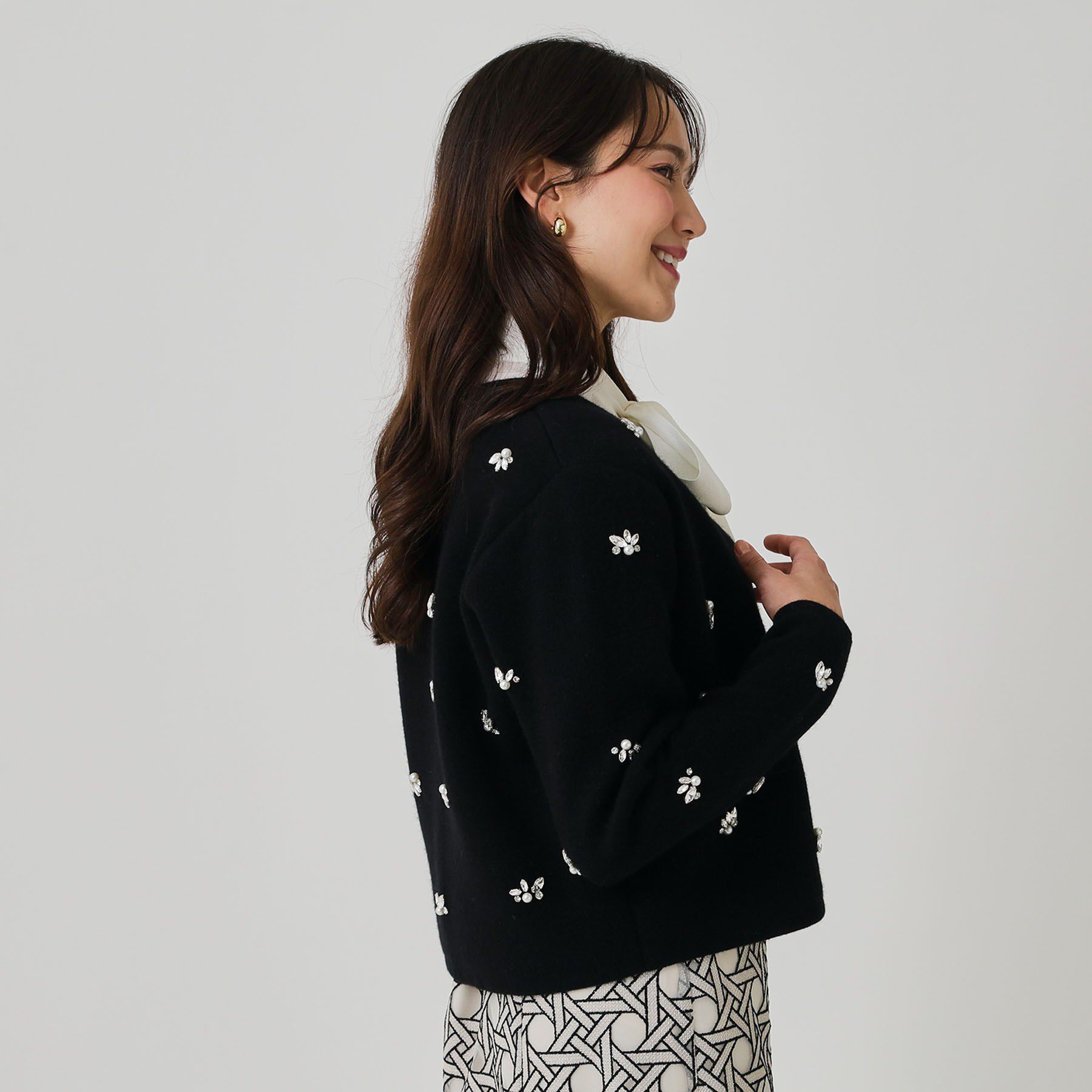 COUP DE CHANCE「【手洗い可】ビジュー付カーディガン」|カーディガン|