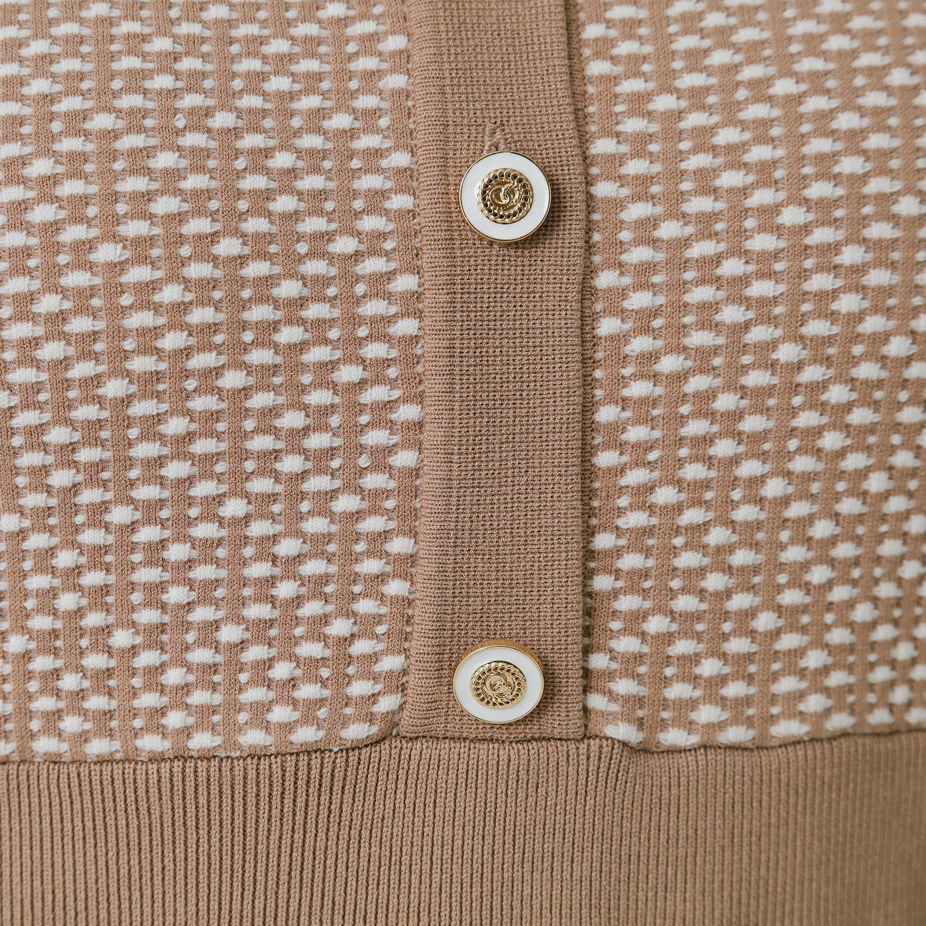 COUP DE CHANCE「【手洗い可】衿付きニットジャカード編みワンピース」|ワンピース|