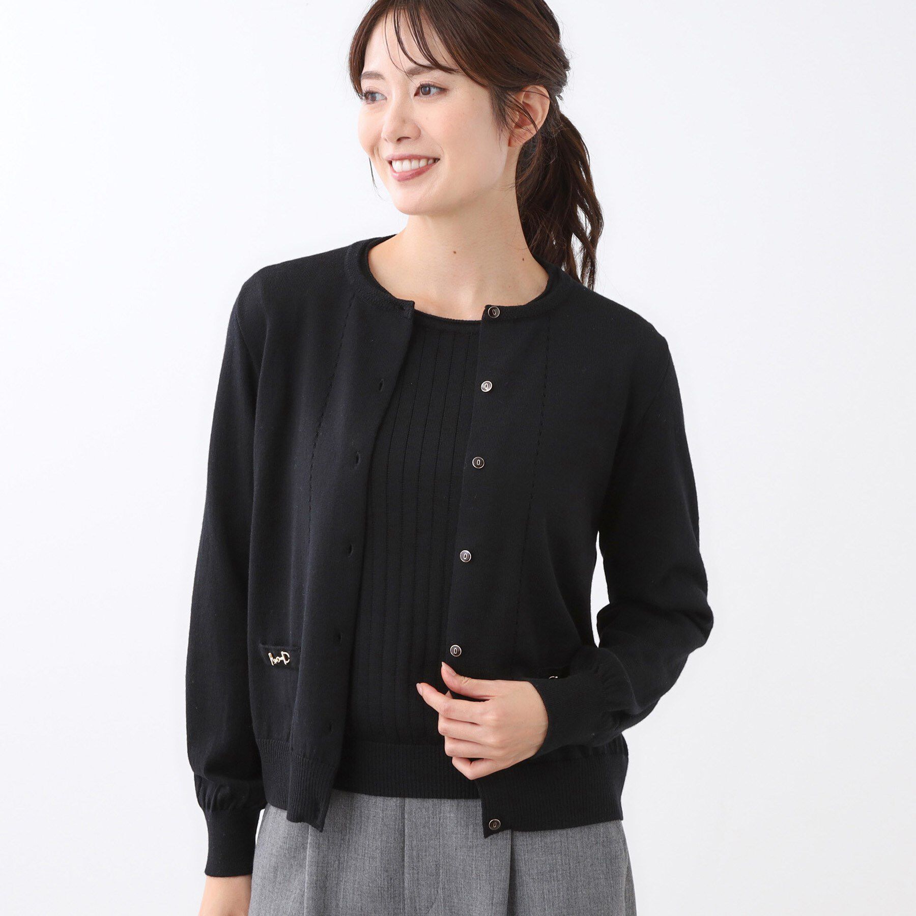 Reflect「【WEB先行カラーあり／軽い羽織に◎／アンサンブル可】透かし柄カーディガン」|カーディガン|