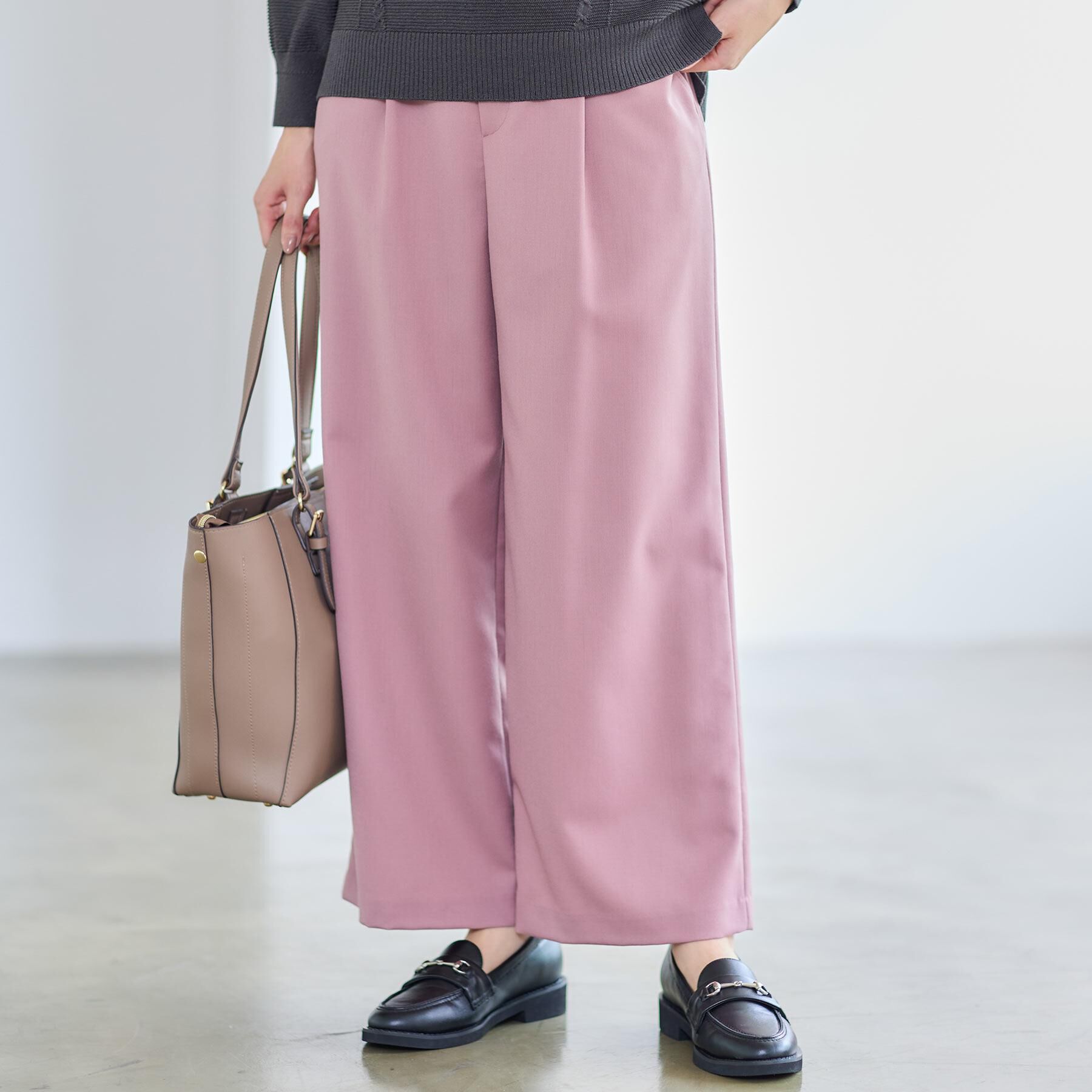 Reflect「【すっきりシルエット】ワイドクロップドパンツ」|その他|ピンク(071)