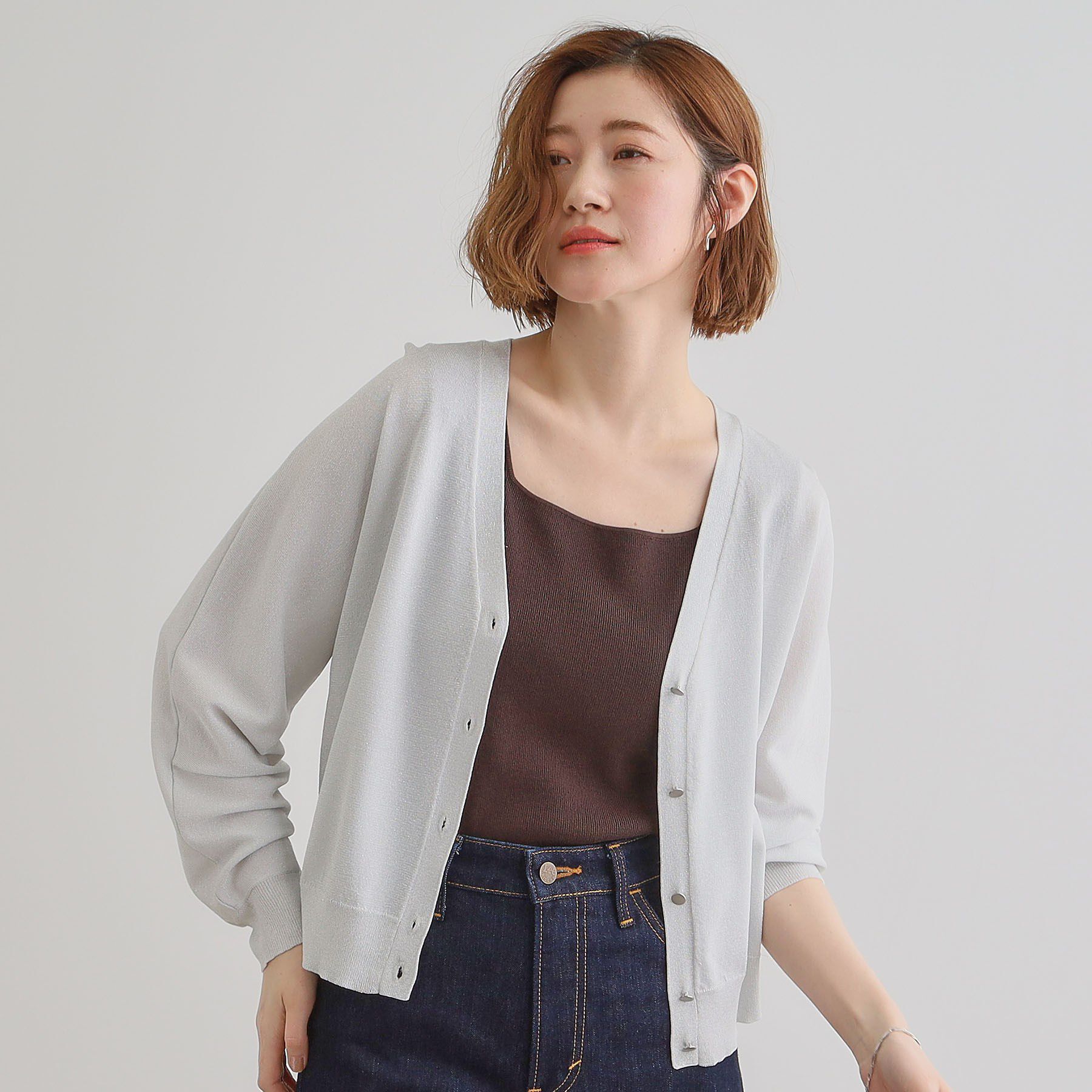 grove「【UV／冷感／抗ピル】ラメドルマンカーディガン」|カーディガン|オフホワイト(003