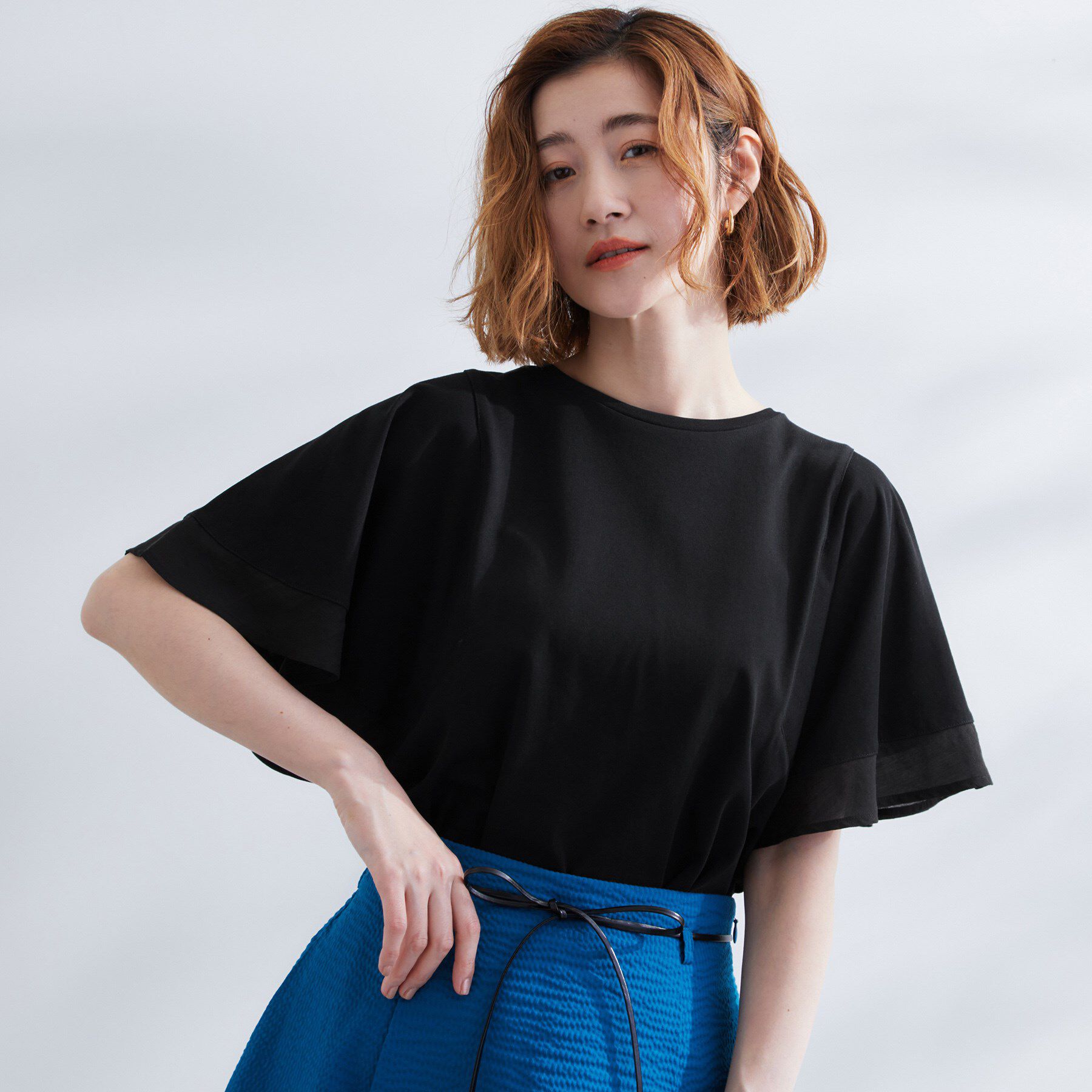 grove「【UVカット/二の腕カバー】1枚で着映えするフレアスリーブデザイン」|Tシャツ・カットソー|ブラック(019)