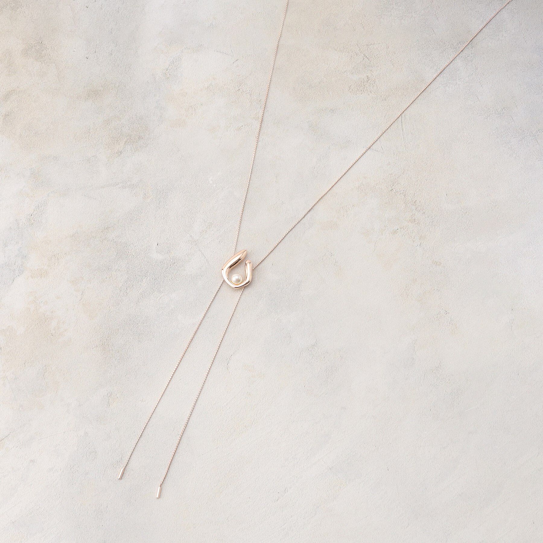 grove「U字メタルパール調スライドネックレス」|ネックレス|ピンクシルバー(00