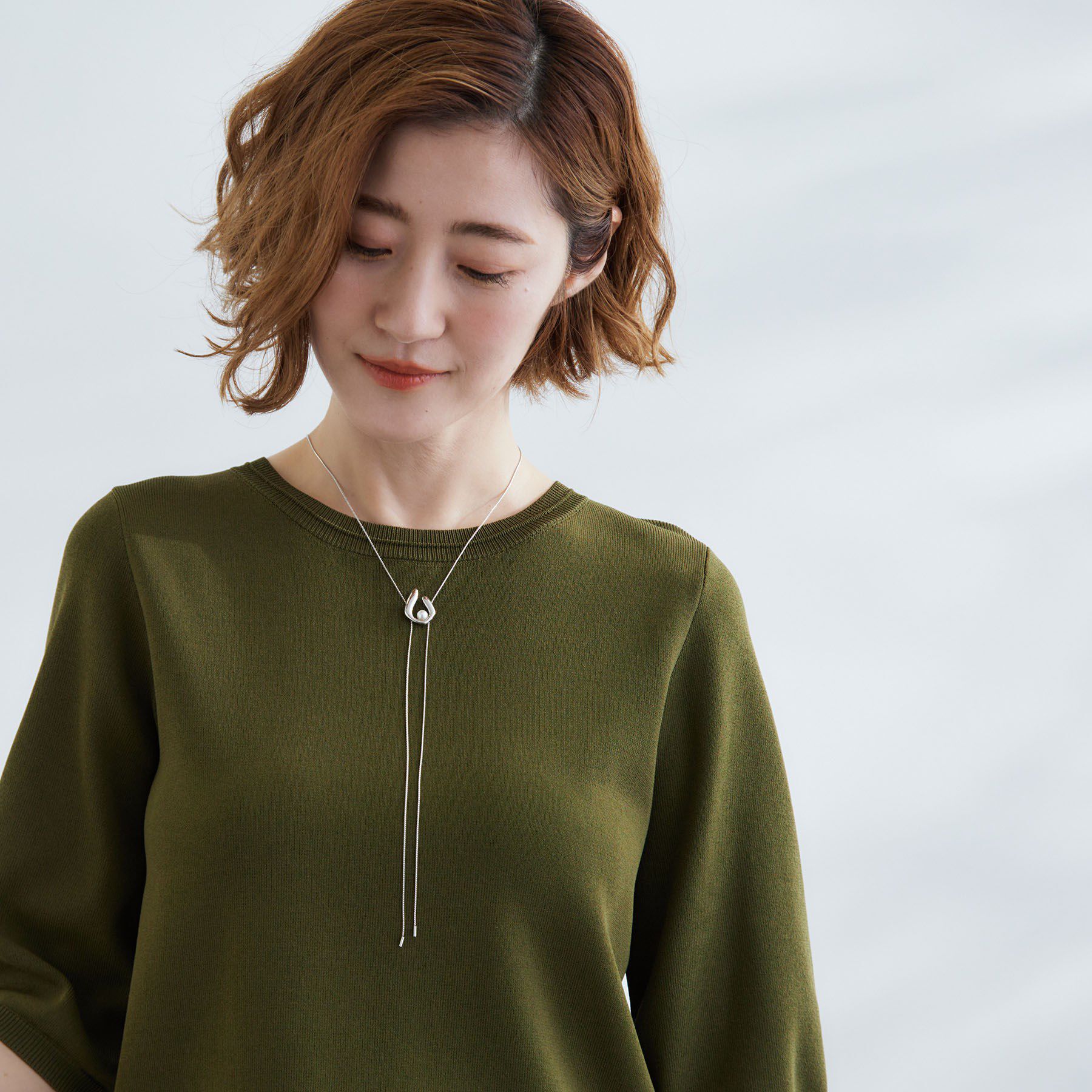 grove「U字メタルパール調スライドネックレス」|ネックレス|