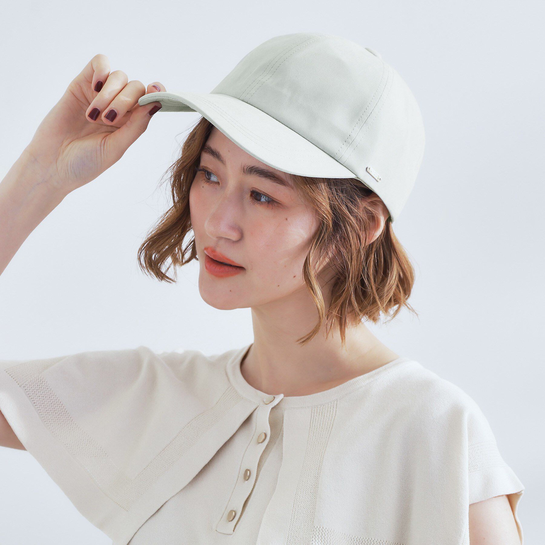 grove「メタルプレートスウェード調キャップ」|キャップ・キャスケット|