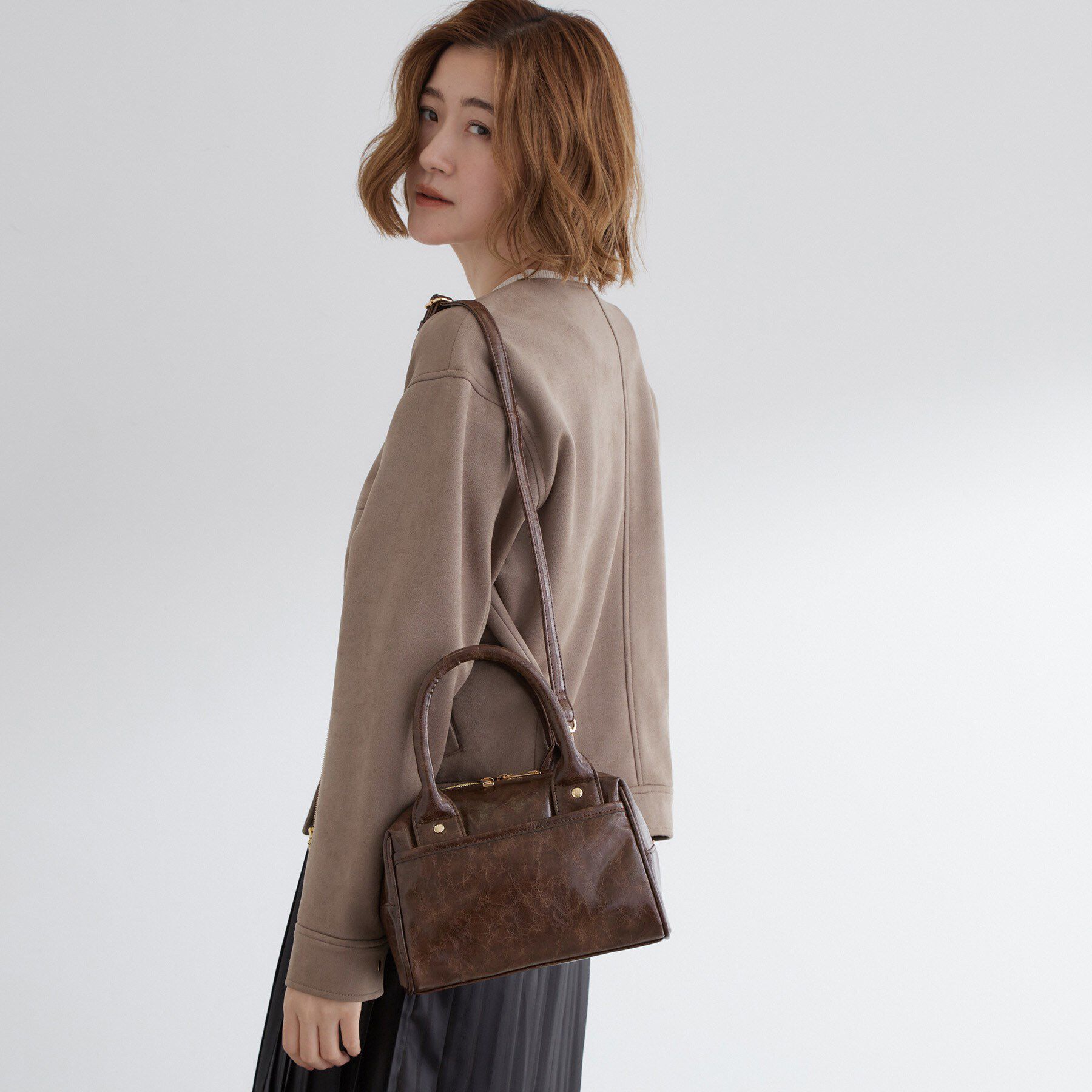 grove「ワイドハンドル2WAYボストンバッグ」|ボストンバッグ|ブラウン(044)