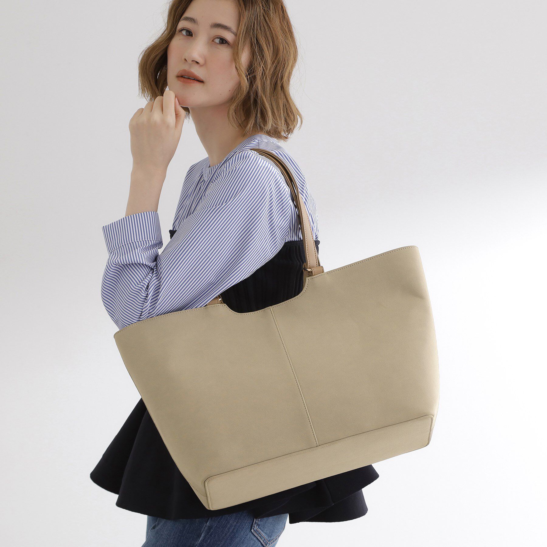 grove「【A4】ダブルハンドルトート」|トートバッグ|グレージュ(450)