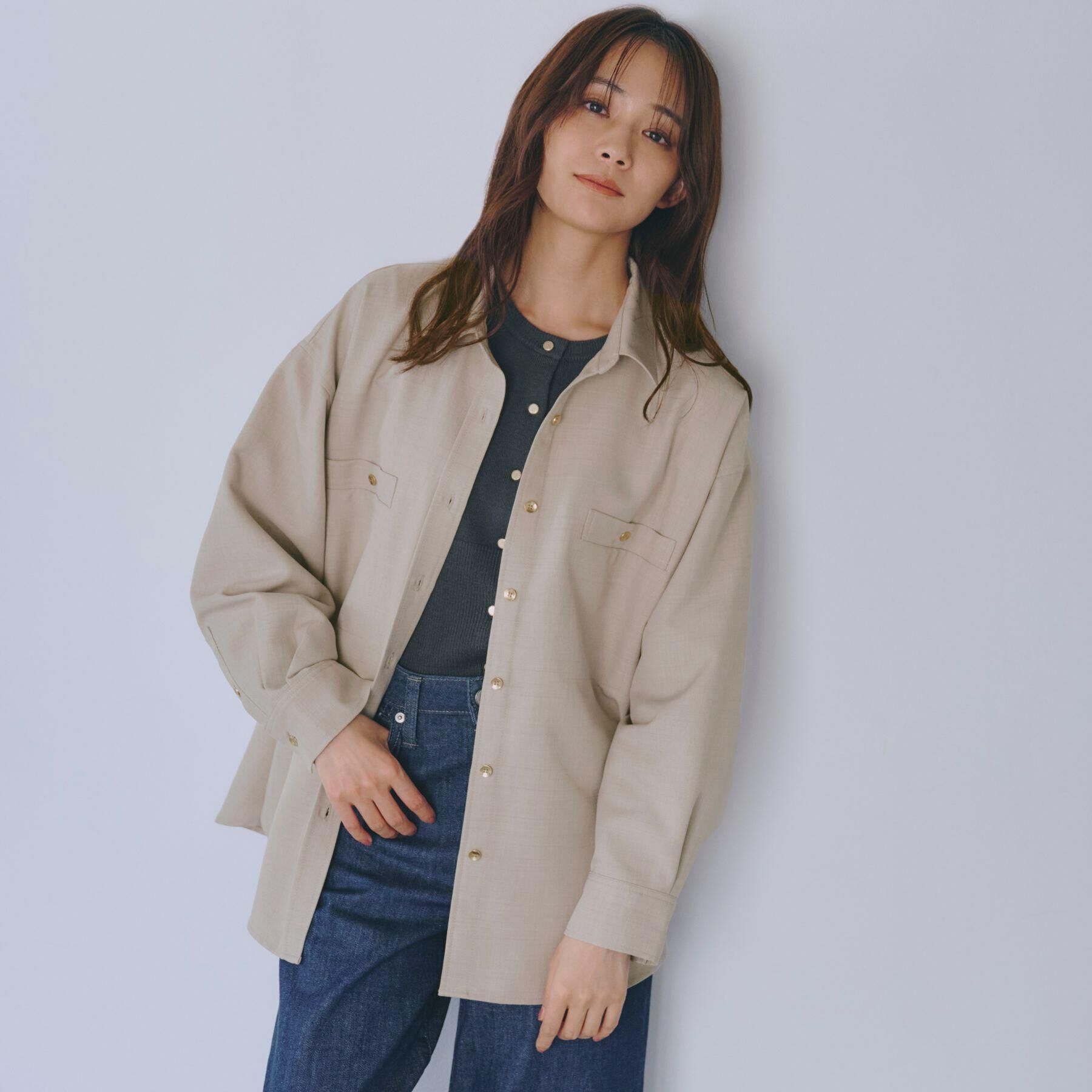 grove「【カセット服/選べる着丈】洗濯機で洗えるオーバーシャツ」|シャツ・ブラウス|ベージュ(051)