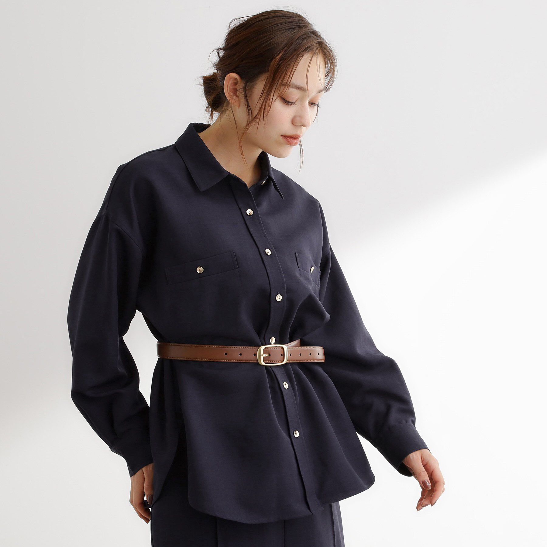 grove「【カセット服/選べる着丈】洗濯機で洗えるオーバーシャツ」|シャツ・ブラウス|ダークネイビー(89