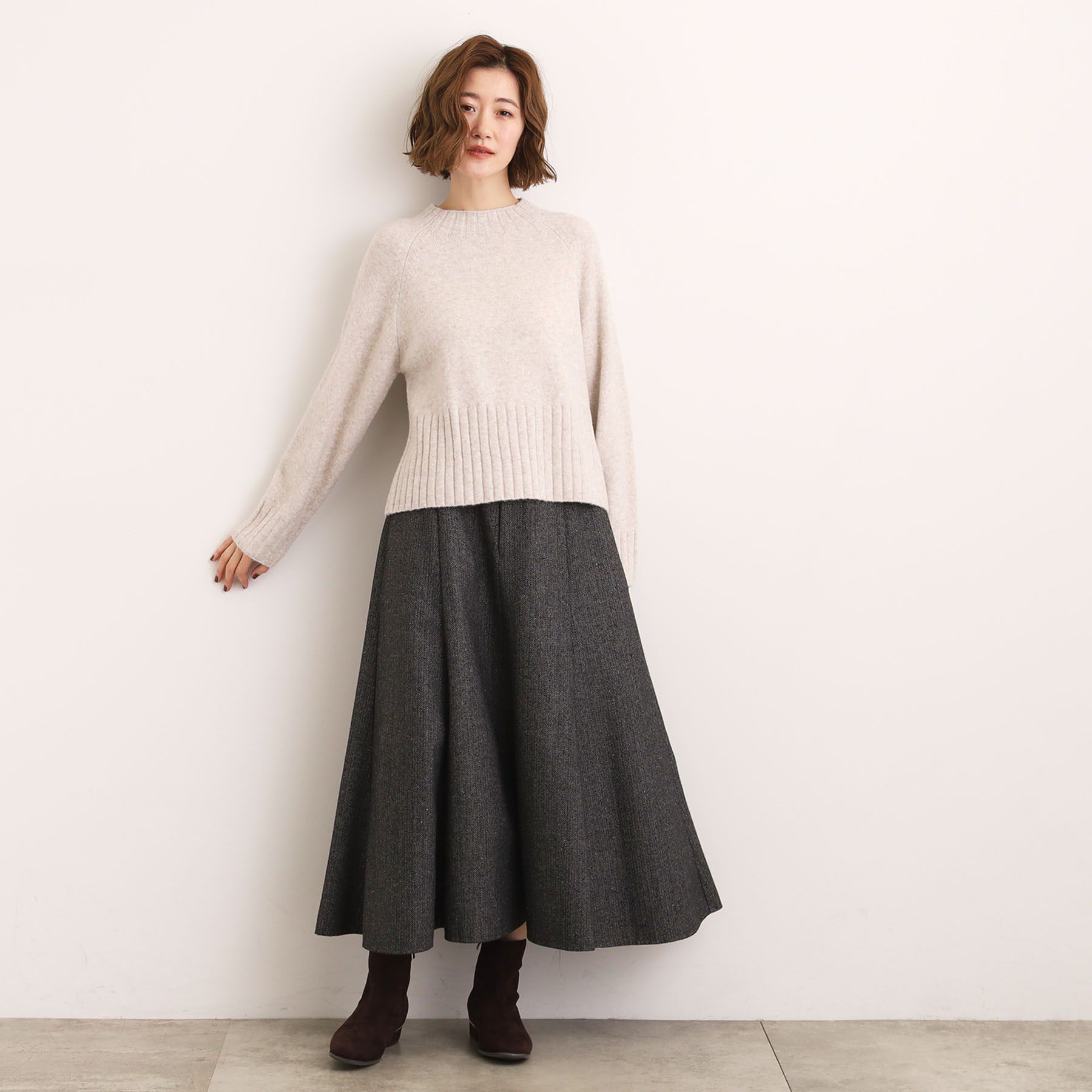 grove「【洗える】バックリブ切替ニット」|ニット・セーター|