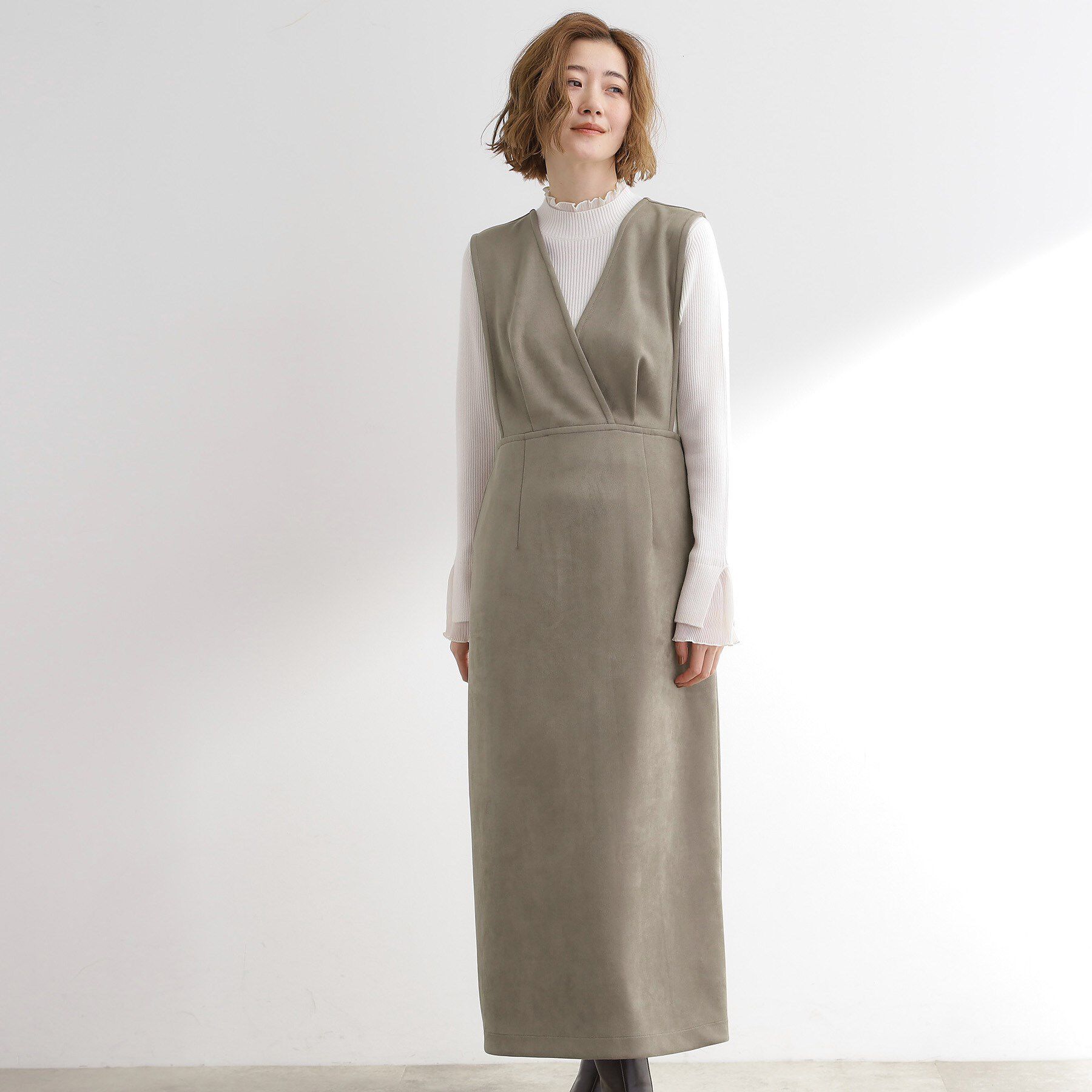 grove「【秋から冬まで活躍】スエードライクジャンパードレス」|ワンピース|トープ(054)