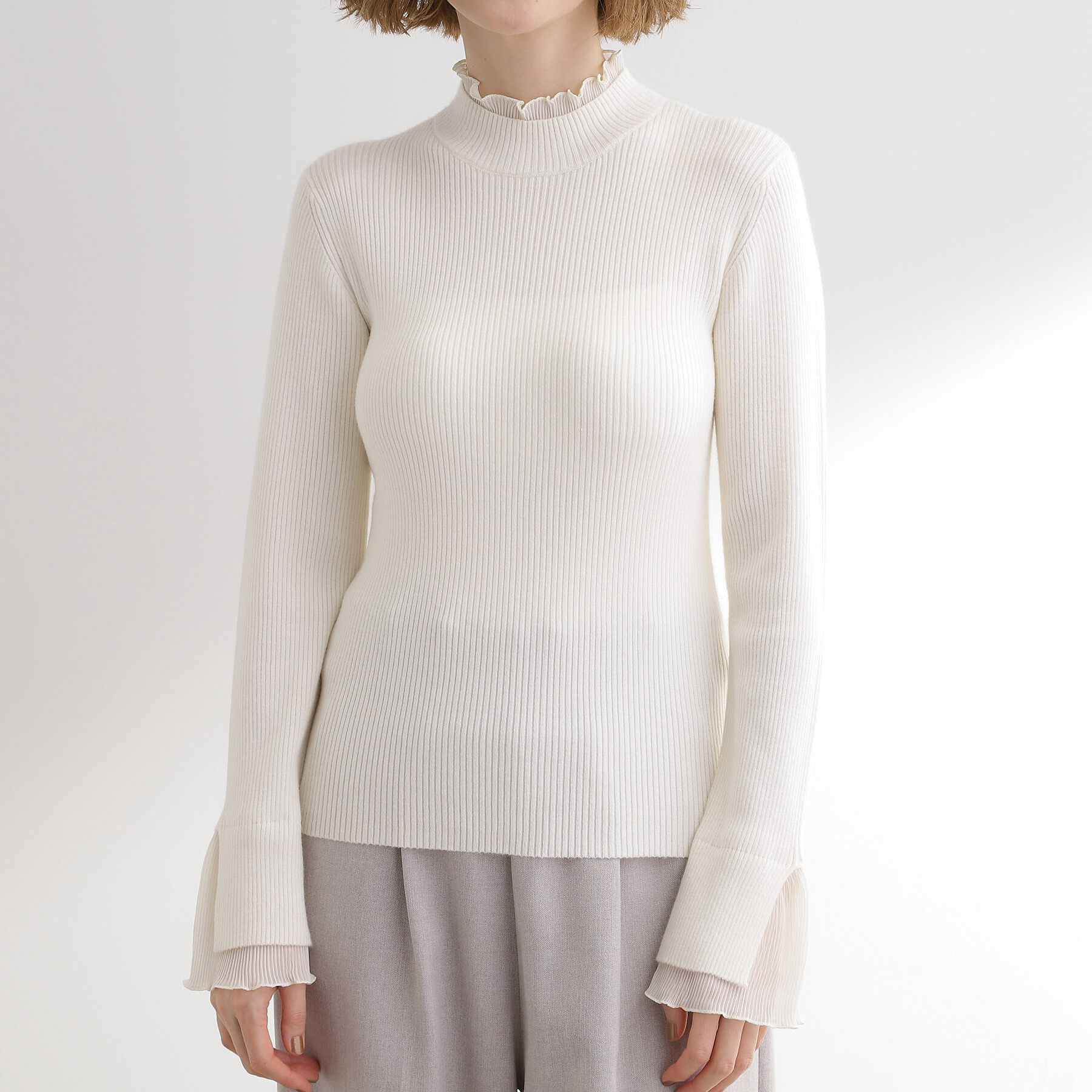 grove「プリーツレイヤードニットプルオーバー」|ニット・セーター|