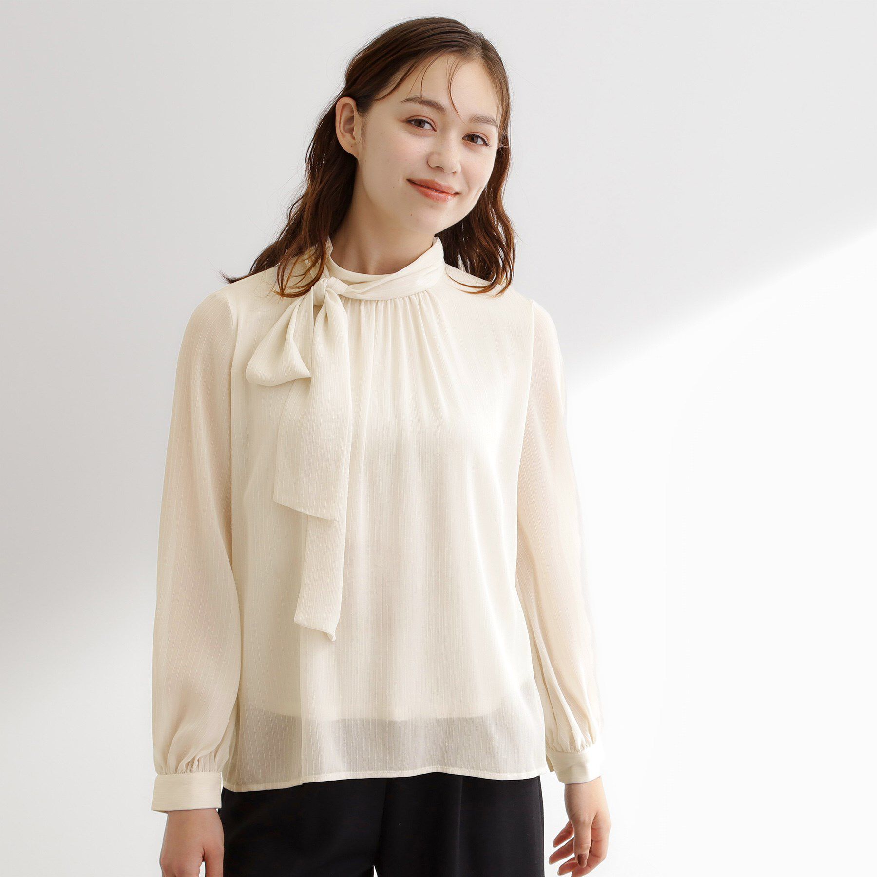 grove「シアーストライプボウタイブラウス」|シャツ・ブラウス|オフホワイト(003