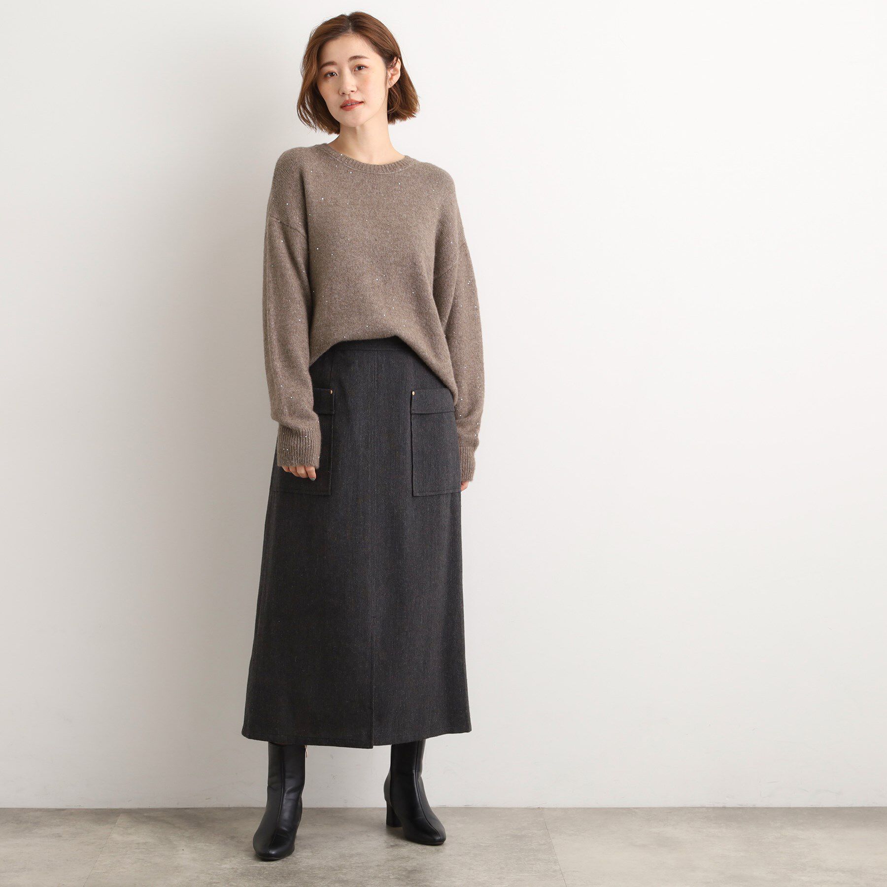 grove「華やぎ冬ニット　ミニスパンコールフェザーニット」|ニット・セーター|