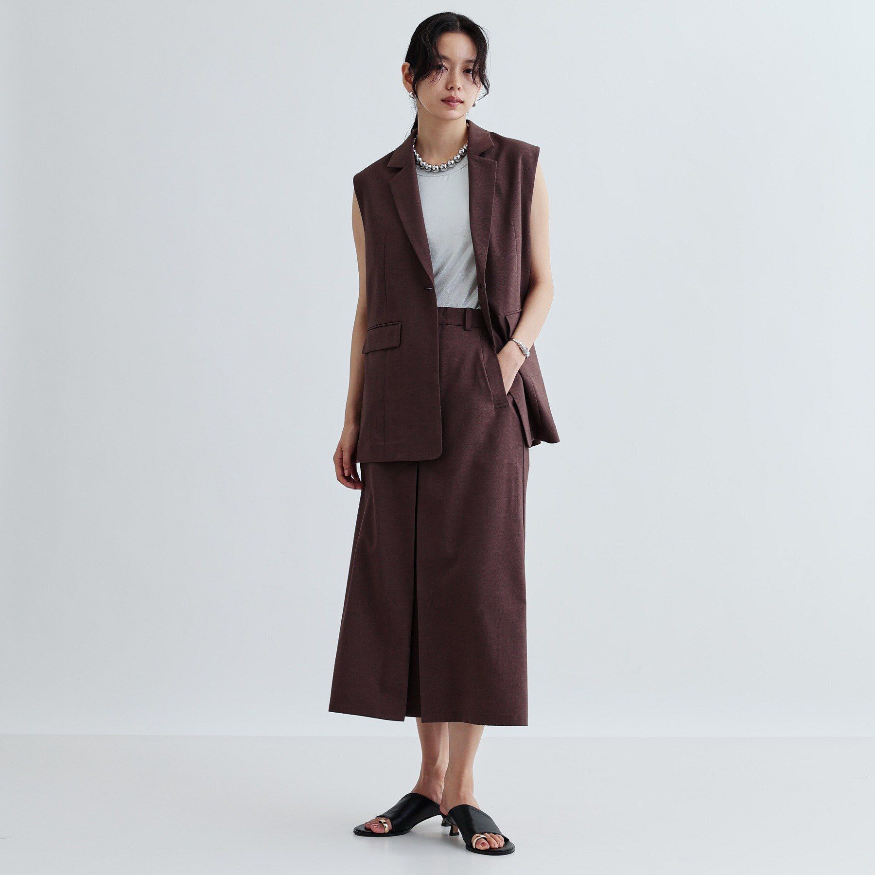 GALLEST「【セットアップ対応】リネンライクボックスタックスカート【カセット服/通勤・オフィス】」|スカート|