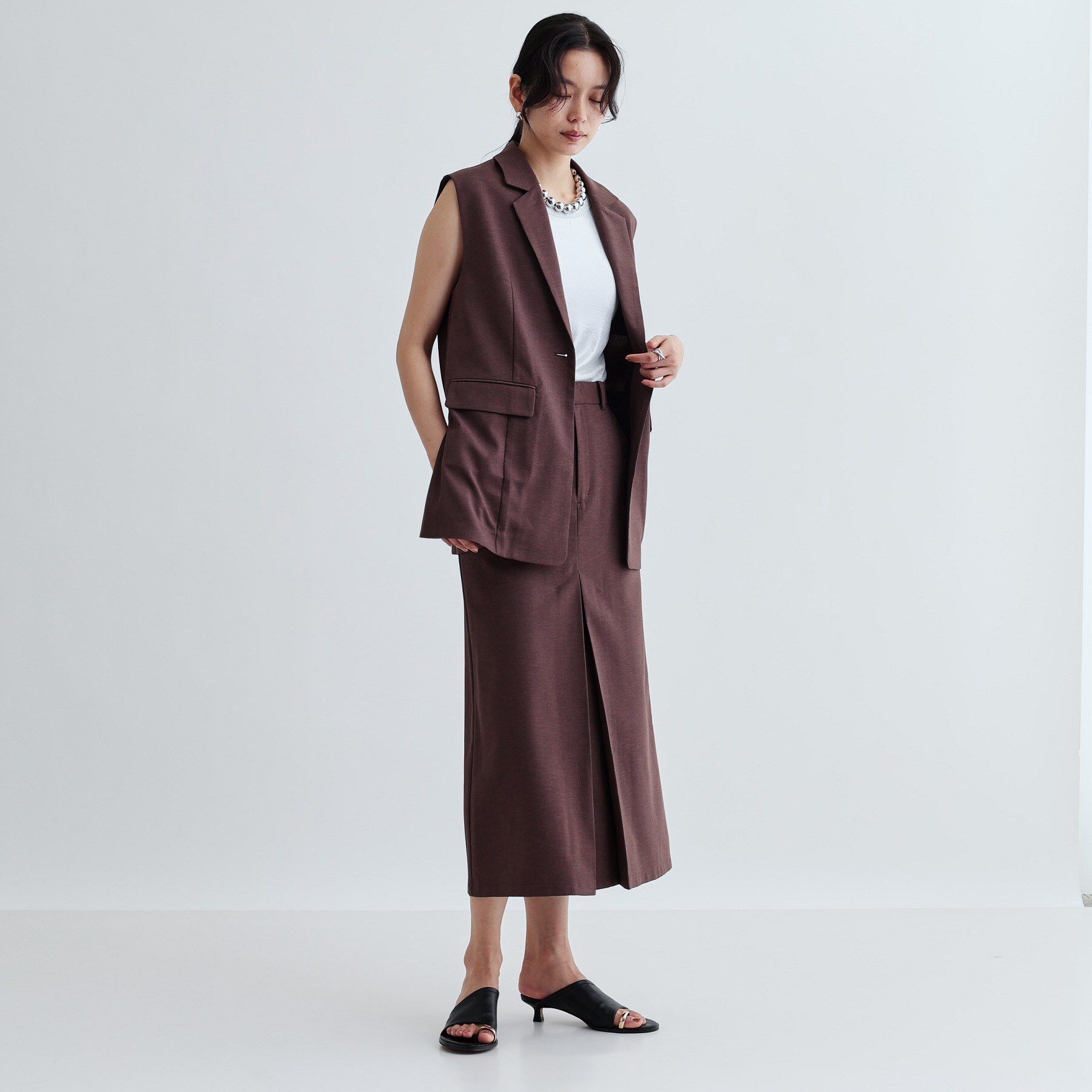 GALLEST「【セットアップ対応】リネンライクボックスタックスカート【カセット服/通勤・オフィス】」|スカート|