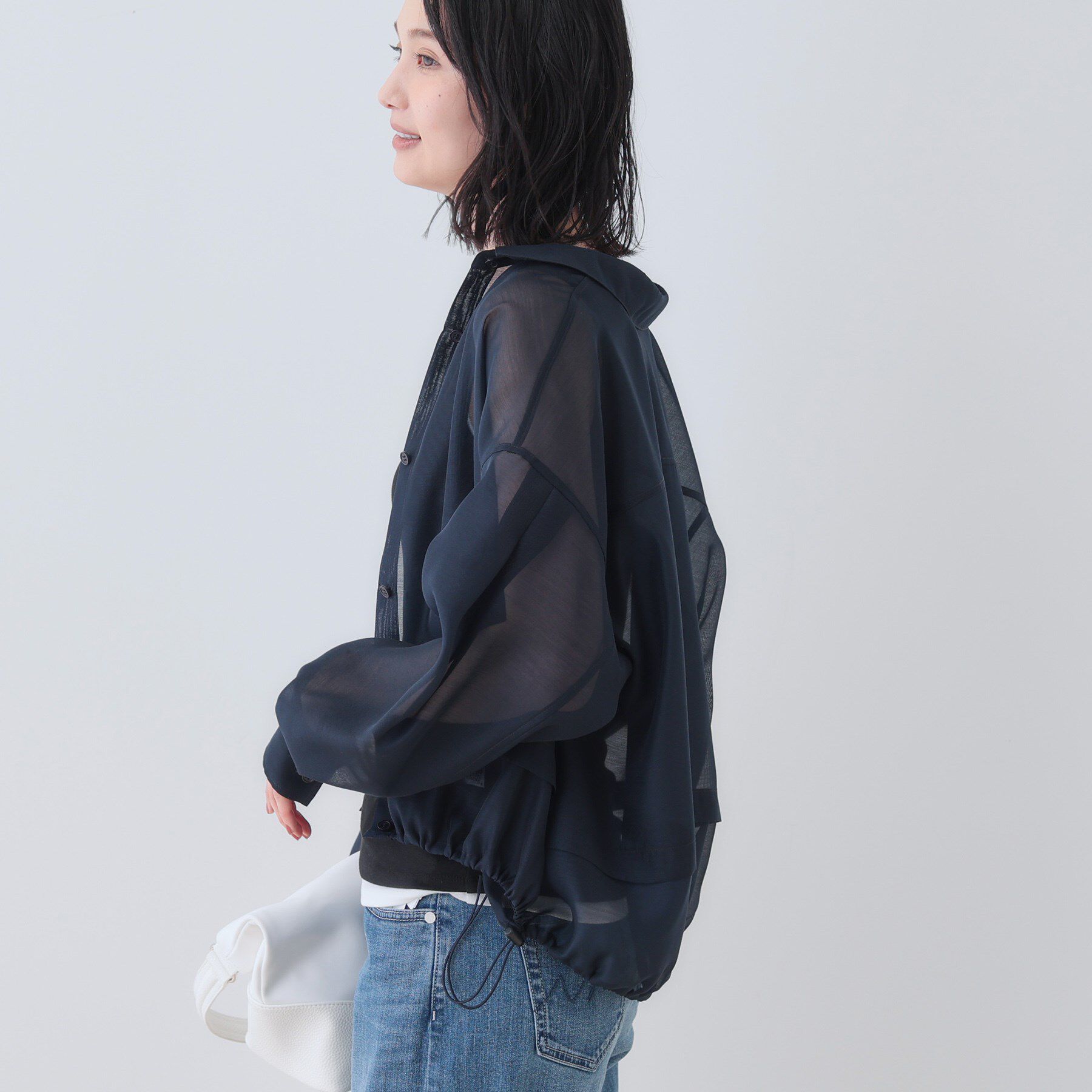 INDIVI「【洗える／ドロスト付】トレンドシアーシャツ」|シャツ・ブラウス|