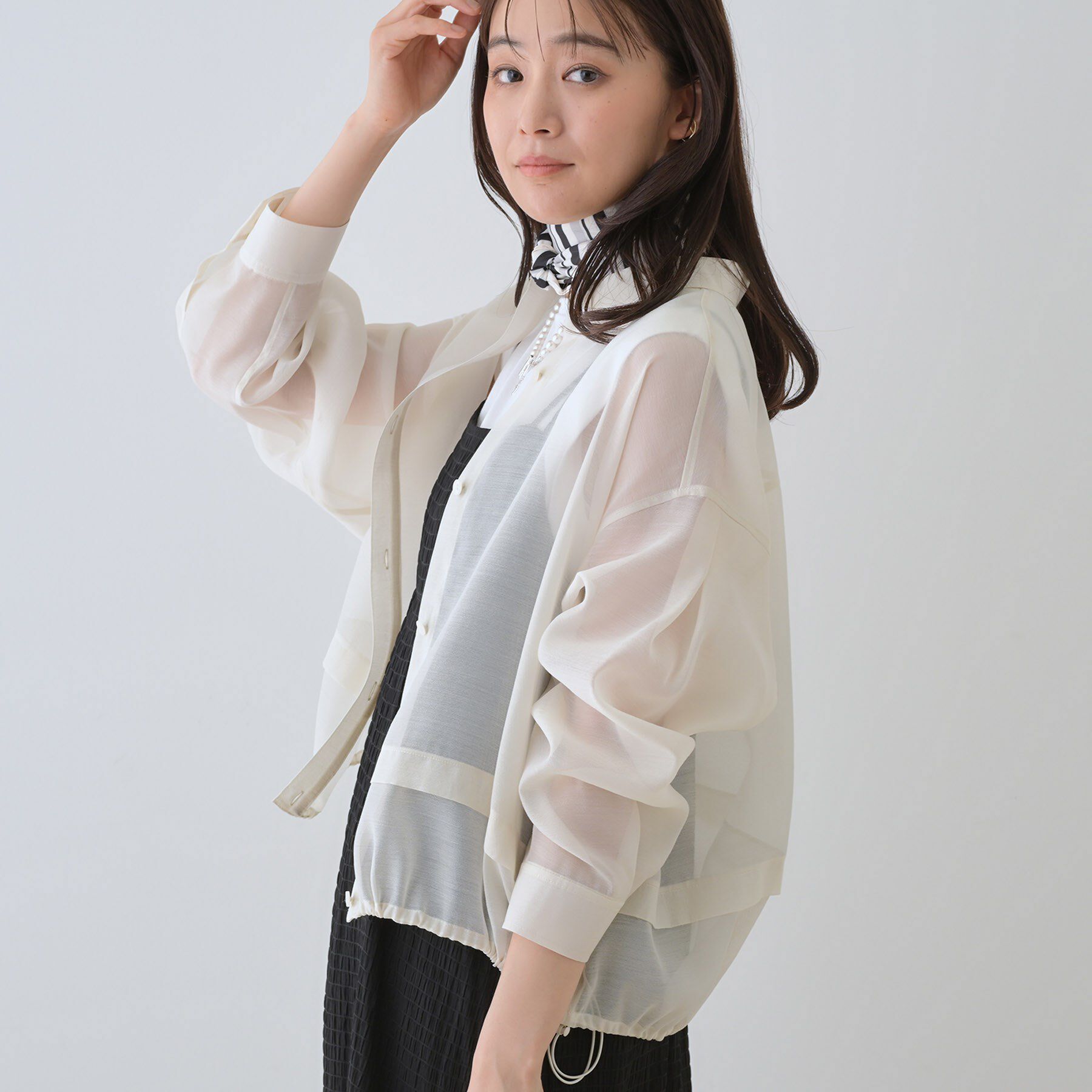 INDIVI「【洗える／ドロスト付】トレンドシアーシャツ」|シャツ・ブラウス|