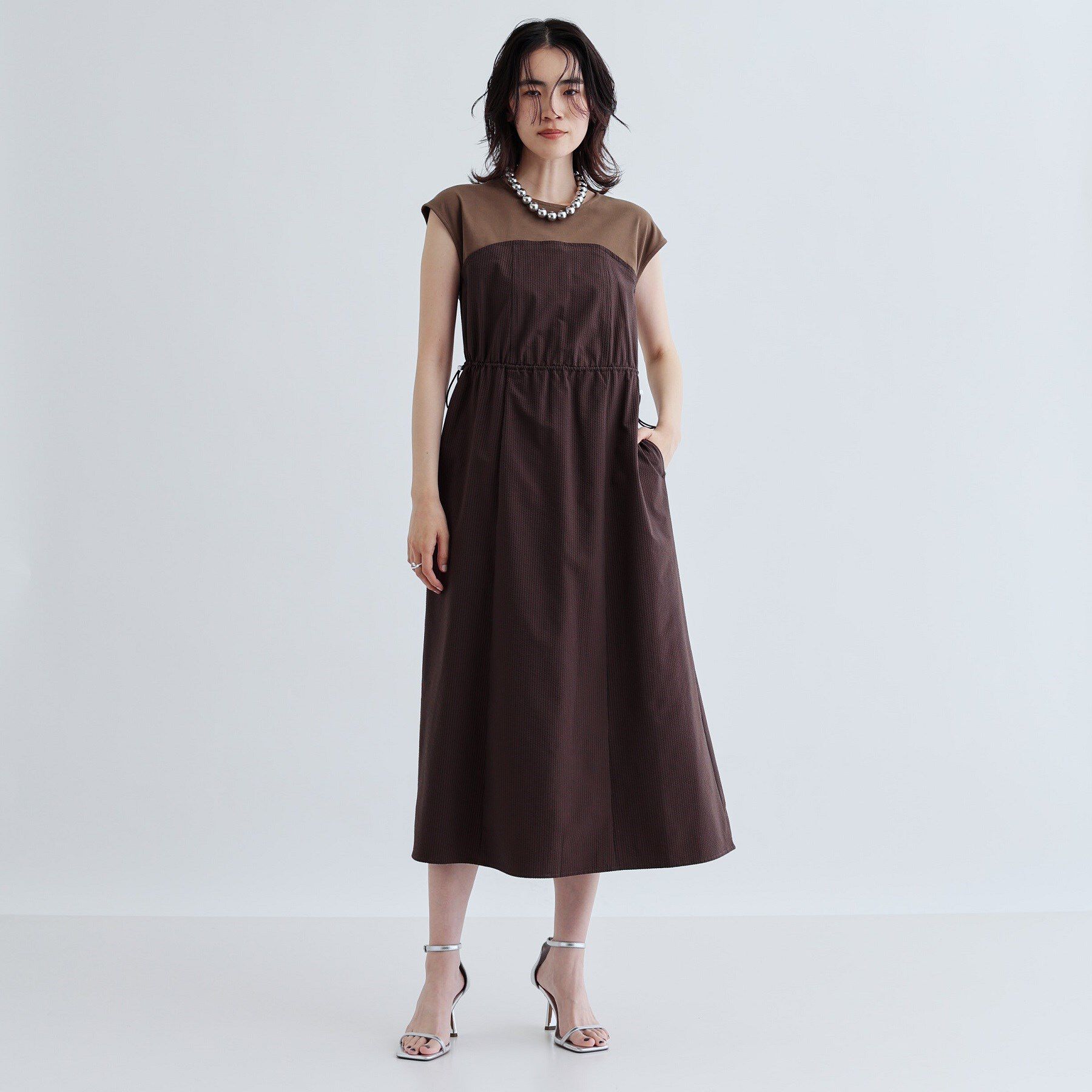 GALLEST「ストライプサッカービスチェワンピース」|ワンピース|ブラウン(044)