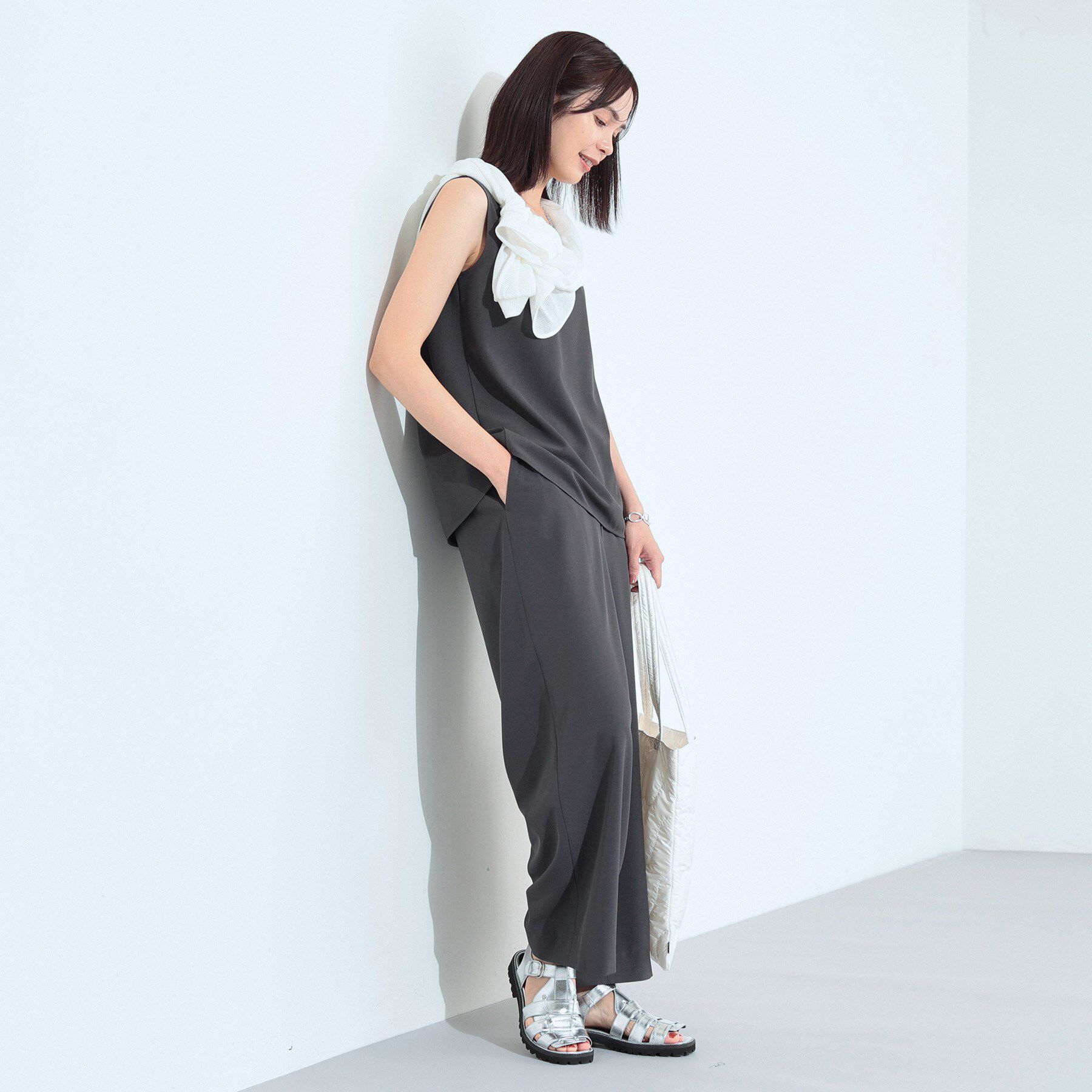 INDIVI「【UVケア／SETUP可能】エアリージョーゼット ワイドパンツ」|その他|