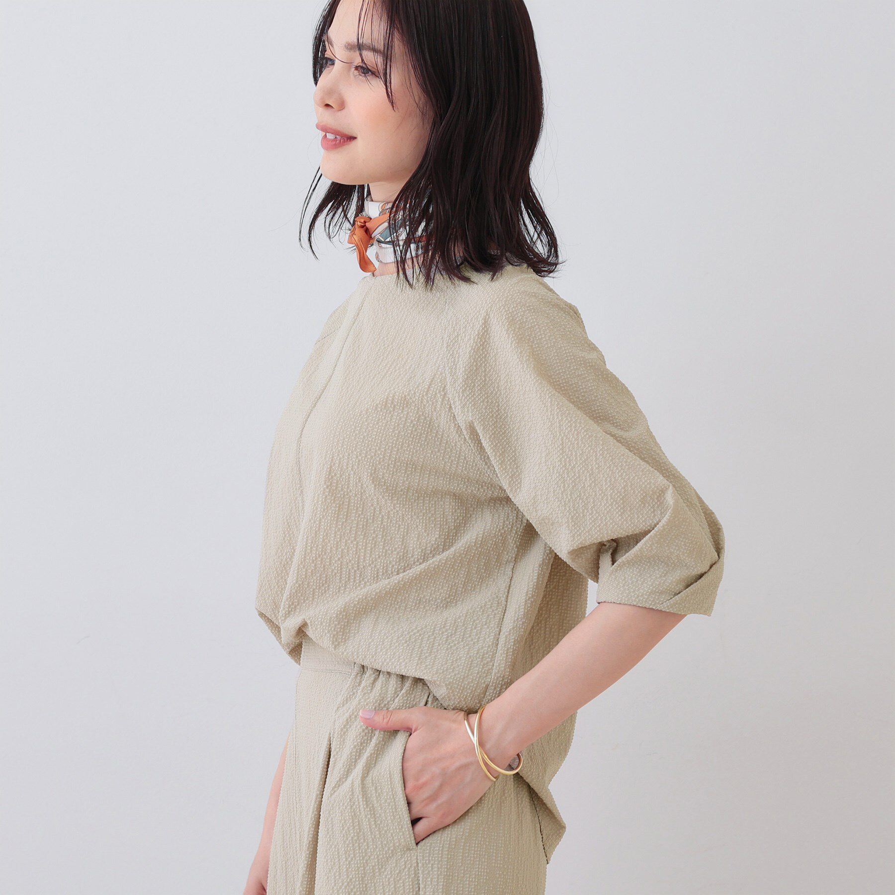 INDIVI「【SETUP可能／涼しい】タックスリーブブラウス」|シャツ・ブラウス|