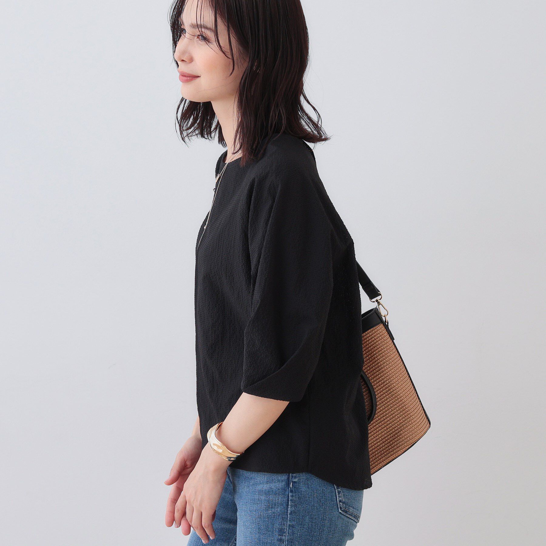 INDIVI「【SETUP可能／涼しい】タックスリーブブラウス」|シャツ・ブラウス|