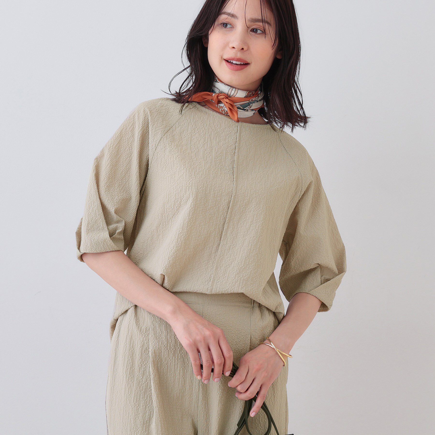 INDIVI「【SETUP可能／涼しい】タックスリーブブラウス」|シャツ・ブラウス|ベージュ(052)