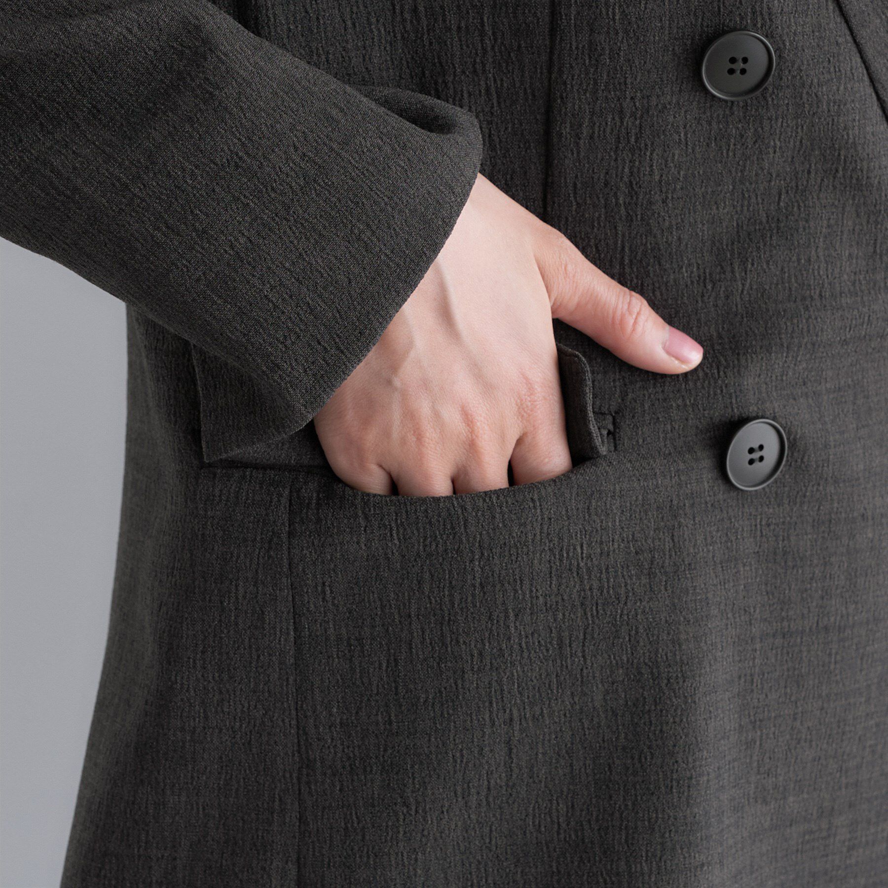 INDIVI「【洗える／セットアップ可能】凹凸ストレッチ素材ダブルジャケット」|テーラードジャケット|