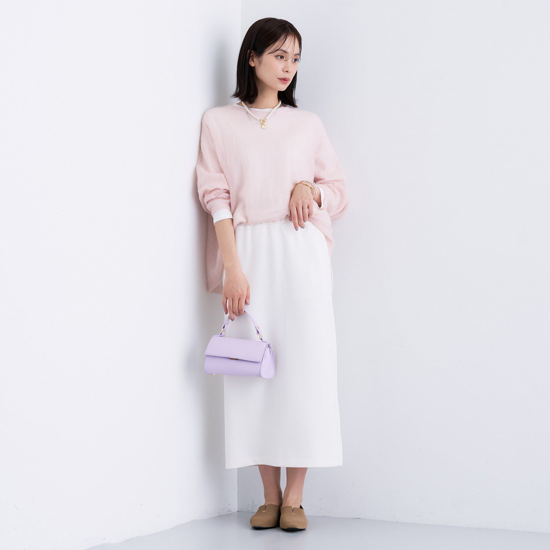 INDIVI「【SETUP可能／Iライン】ダンボールジャージスカート」|スカート|