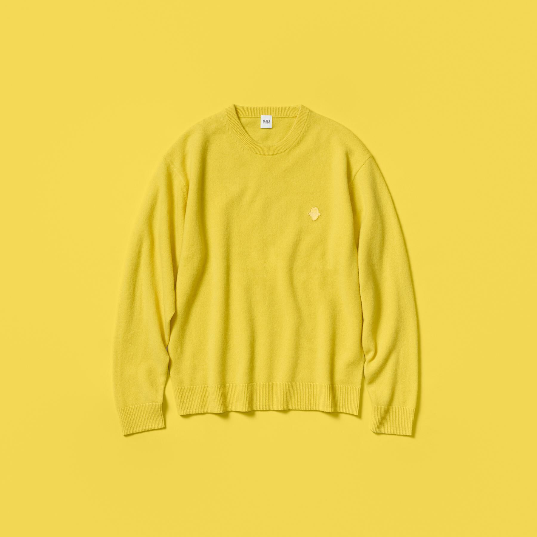 TAKEO KIKUCHI「【Air Palette Knit】ワンポイント カラーニット プルオーバー」|ニット・セーター|イエロー(031)
