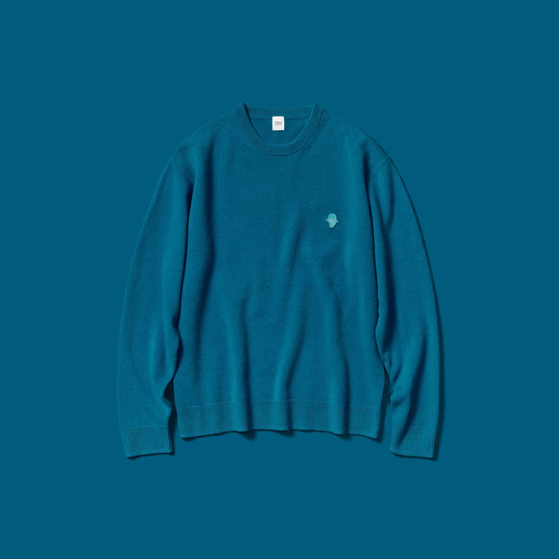 TAKEO KIKUCHI「【Air Palette Knit】ワンポイント カラーニット プルオーバー」|ニット・セーター|ブルーグリーン(09