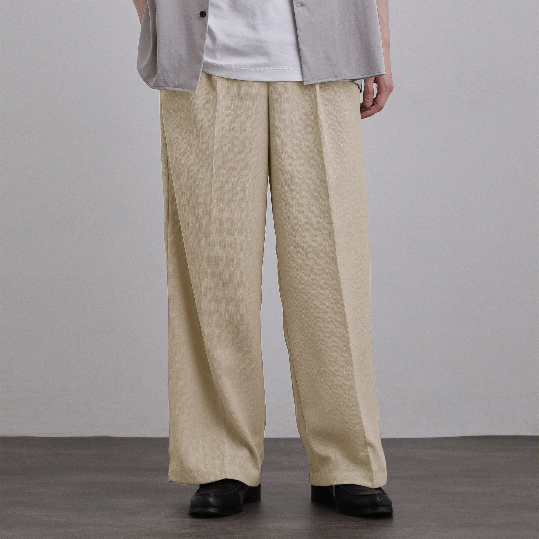 tk.TAKEO KIKUCHI「テッククレープワイドストレートパンツ」|その他|ライトベージュ(05