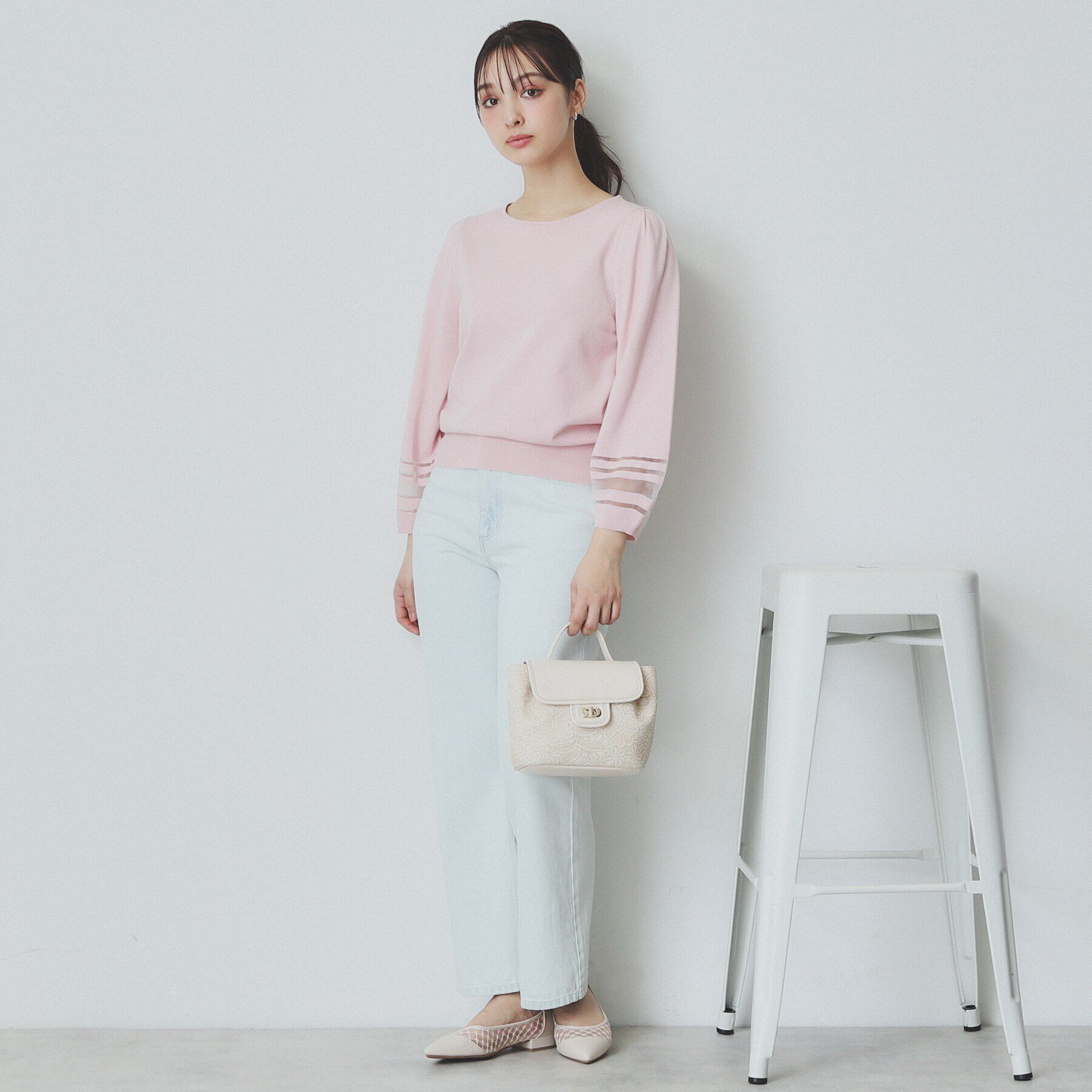 index「シアーラインパフスリーブニット【UV/洗濯機洗い可】」|ニット・セーター|