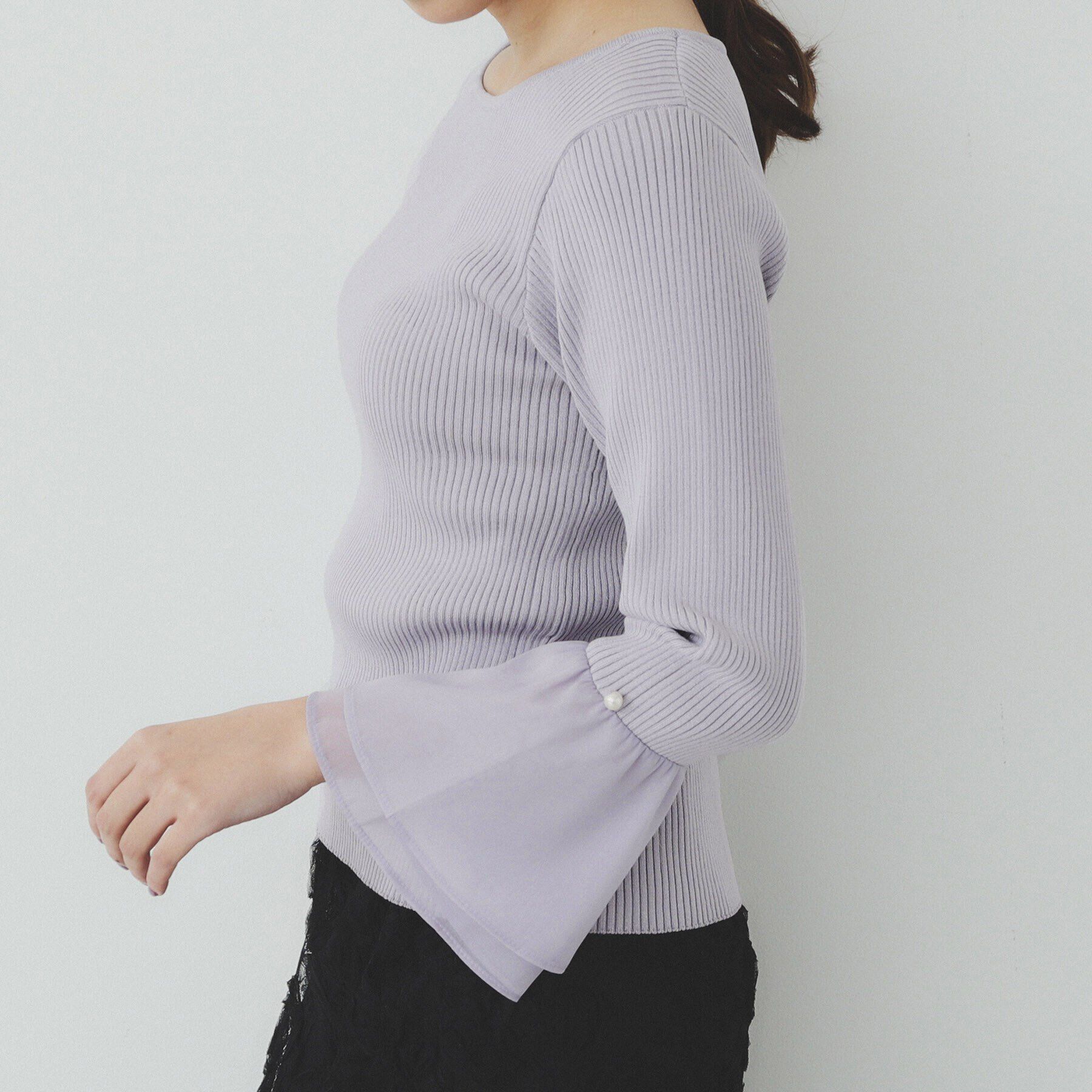 index「フレアスリーブリブニット【洗濯機洗い可】」|ニット・セーター|