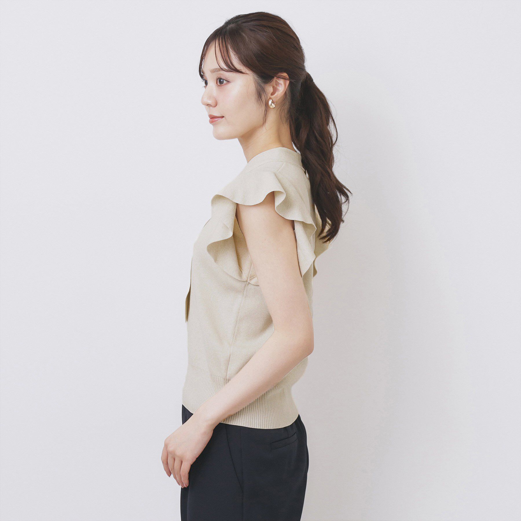 index「フレアスリーブボウタイニット【洗濯機洗い可/接触冷感/抗ピル】」|ニット・セーター|