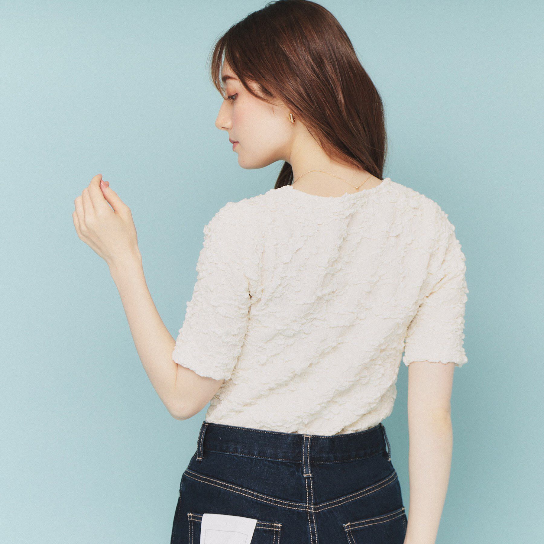 index「ジャカードコンパクトトップス【洗濯機洗い可】」|Tシャツ・カットソー|