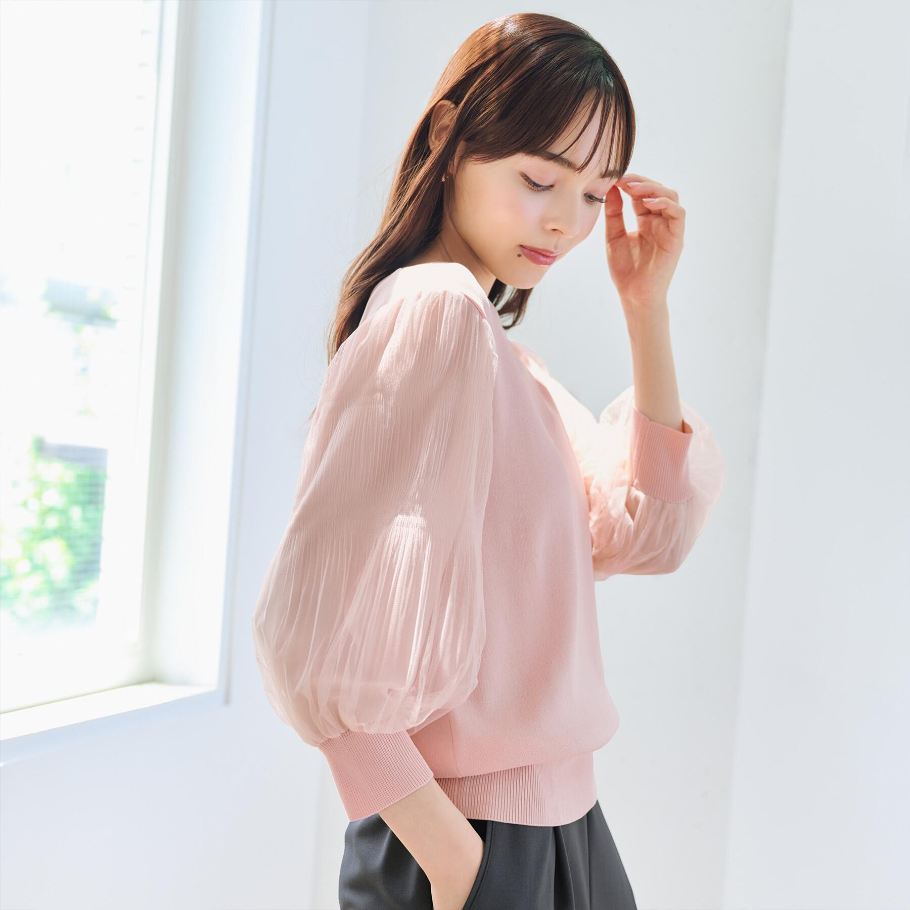 index「《5色展開》マジョリカプリーツスリーブニット【洗濯機洗い可】」|ニット・セーター|