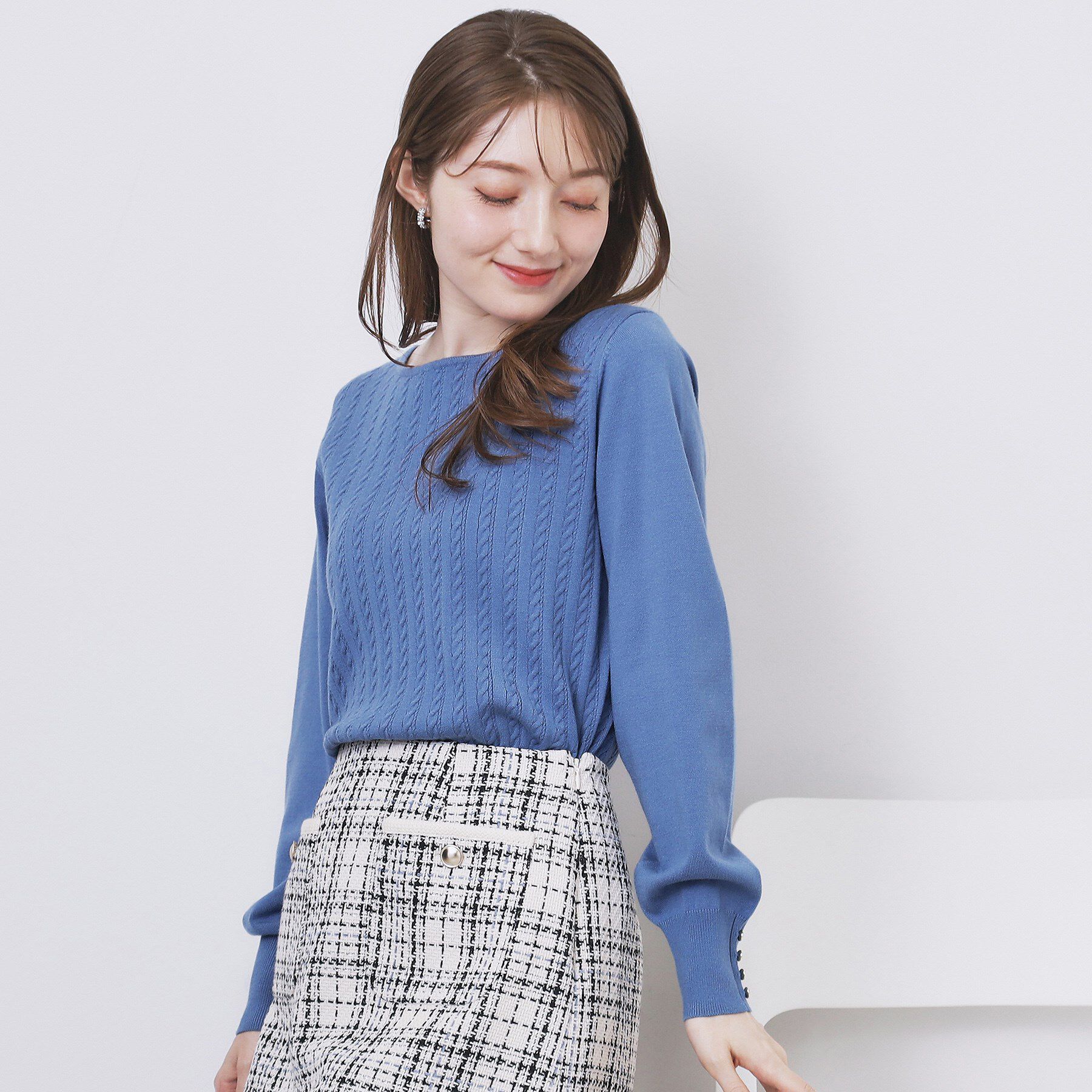 index「ボートネックケーブルニット【洗濯機OK/抗ピル】」|ニット・セーター|