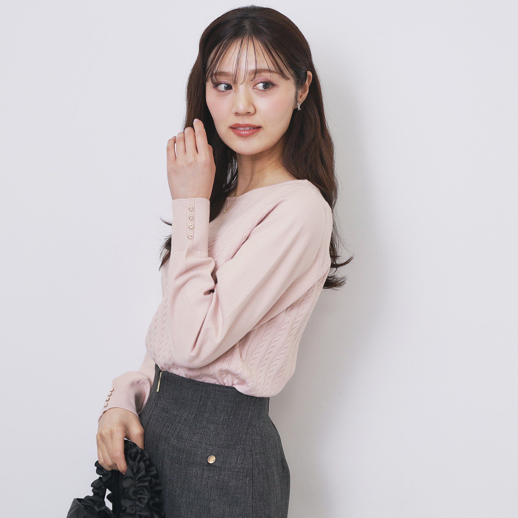 index「ボートネックケーブルニット【洗濯機OK/抗ピル】」|ニット・セーター|