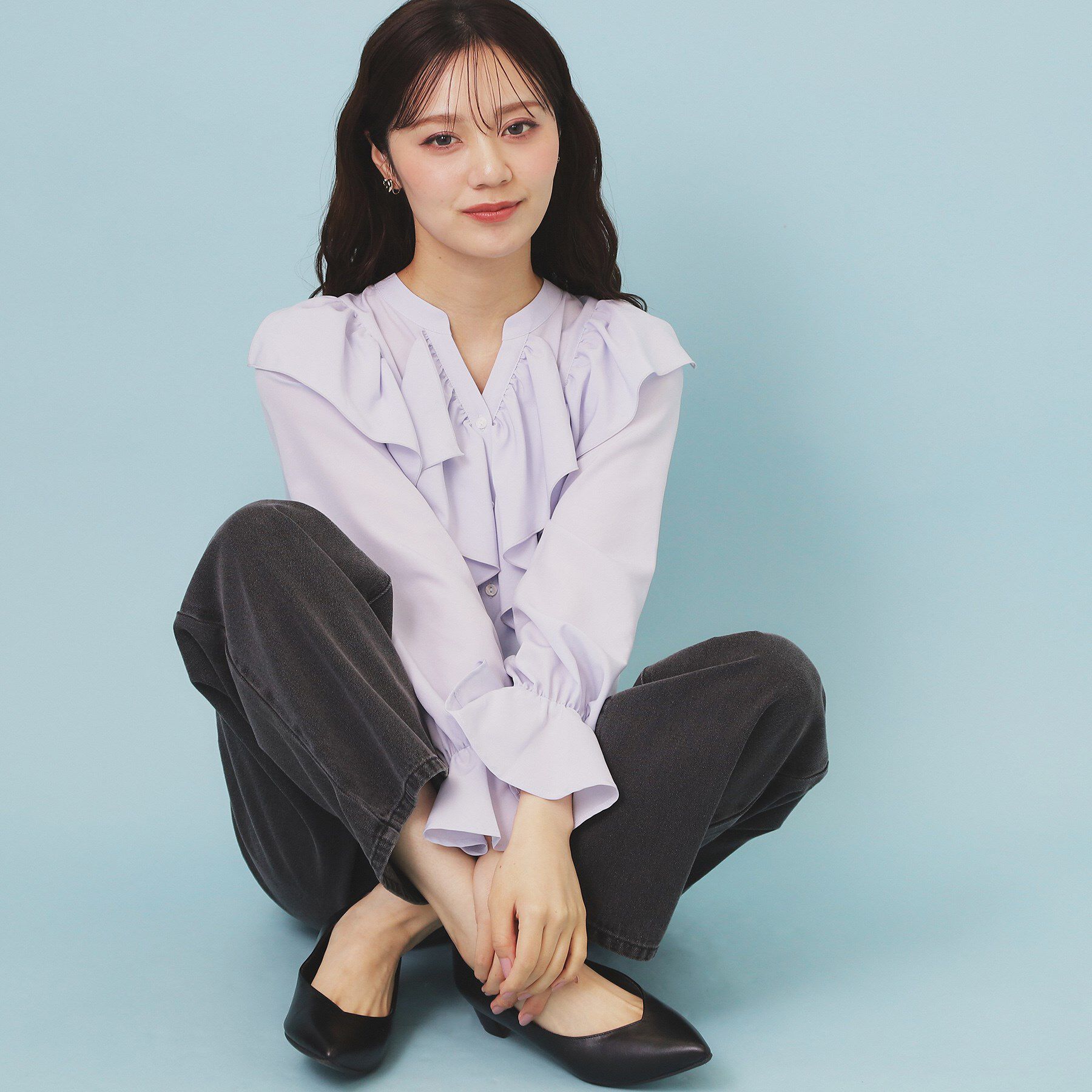 index「フリルデザインスキッパーブラウス【洗濯機OK/イージーアイロン】」|シャツ・ブラウス|