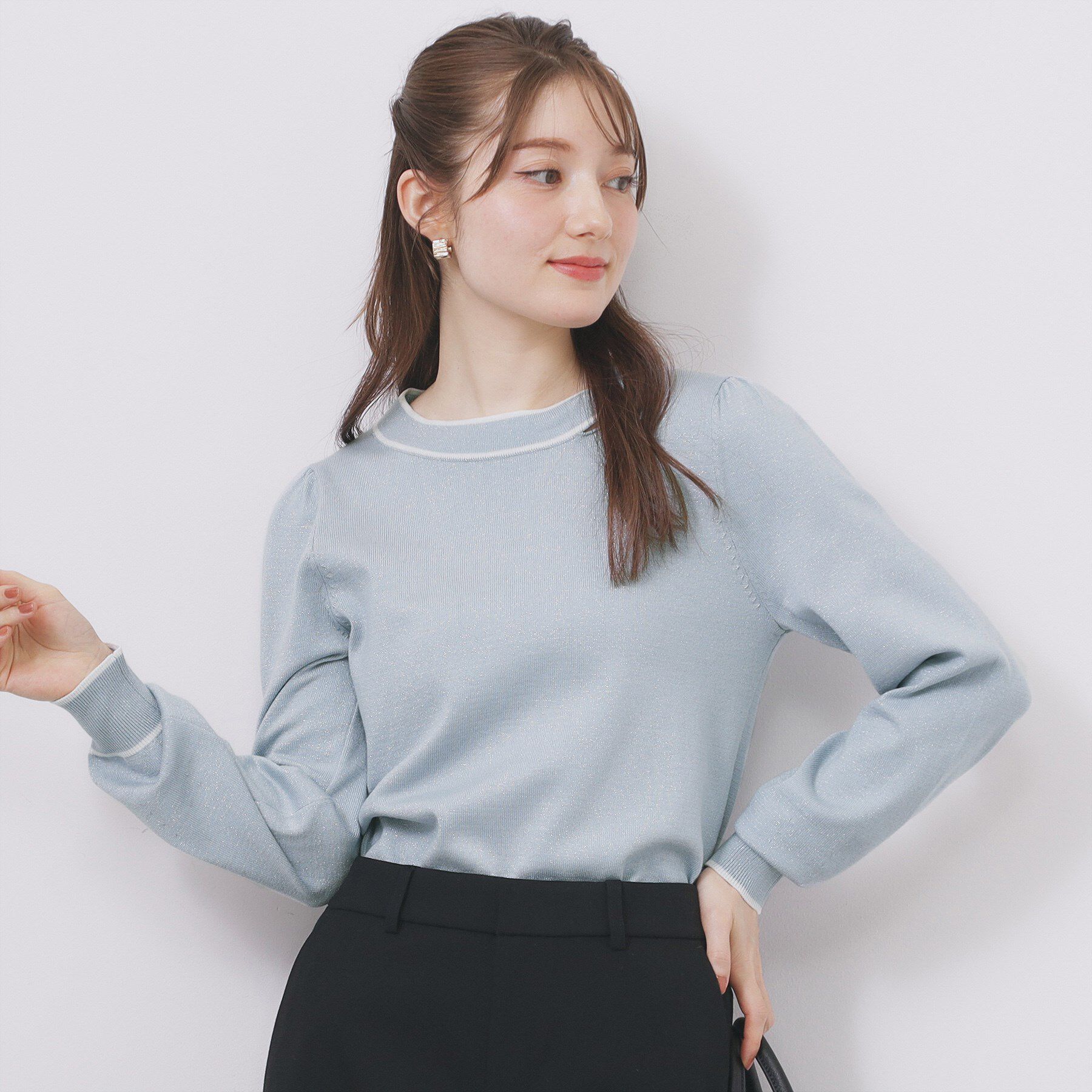 index「サイドリボンバイカラーニット【洗濯機OK】」|ニット・セーター|